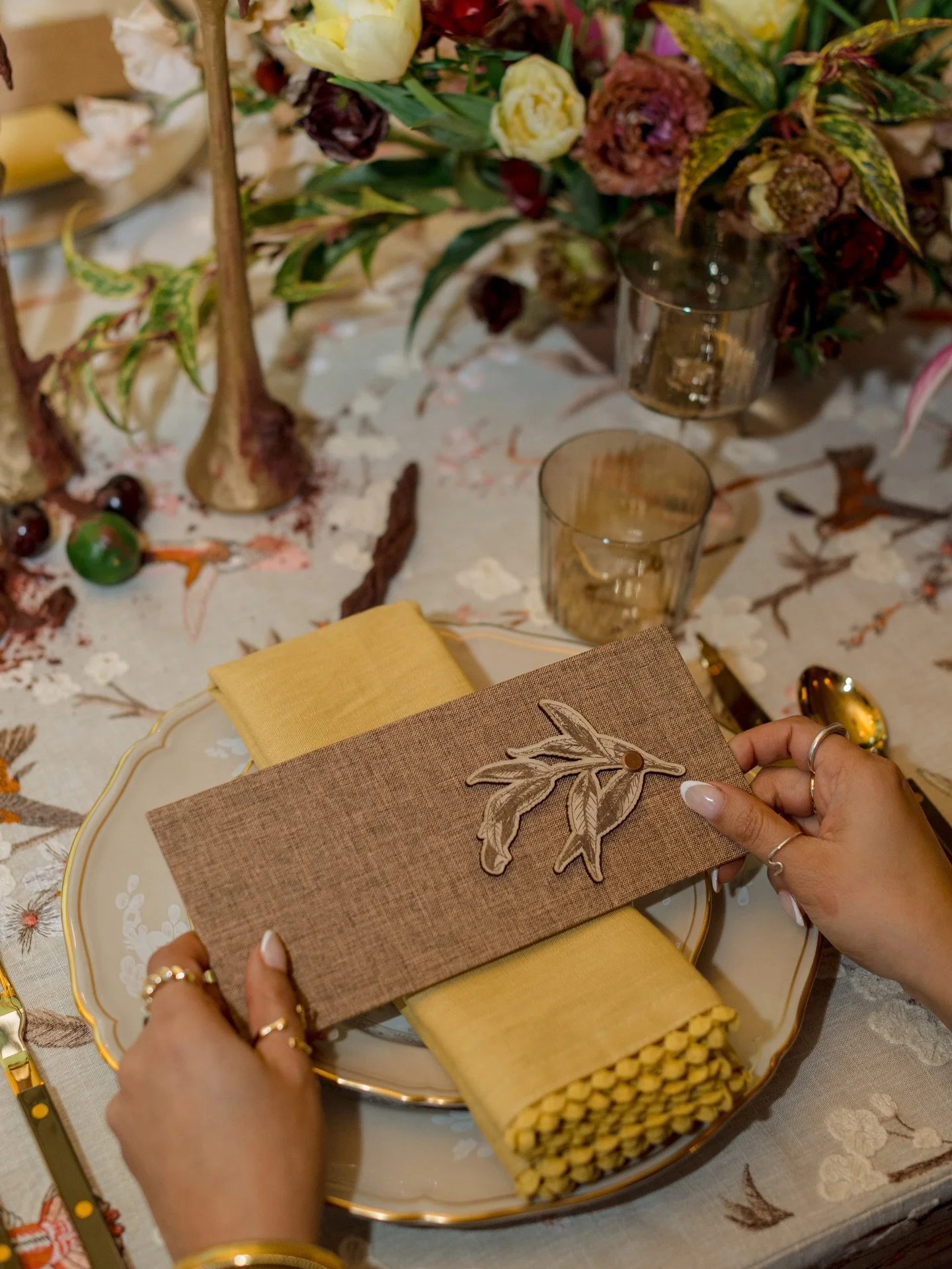 A menu, but make it an experience.

Layered wood, wrapped linen texture, and an engraved branch detail &mdash; all designed to feel as thoughtful as the meal itself. Sliding out each course, guests discover the evening one layer at a time.

It&rsquo;