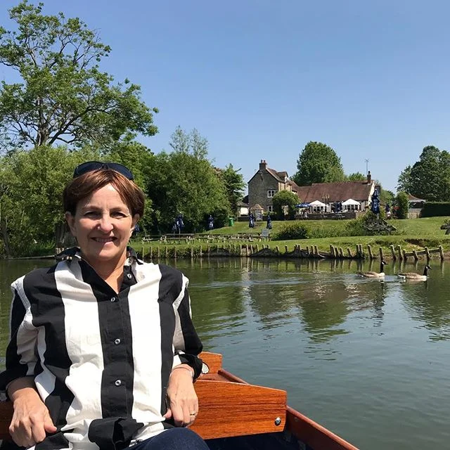 Happy Award Winning Wife with Oxford pub and Oxford ducks.