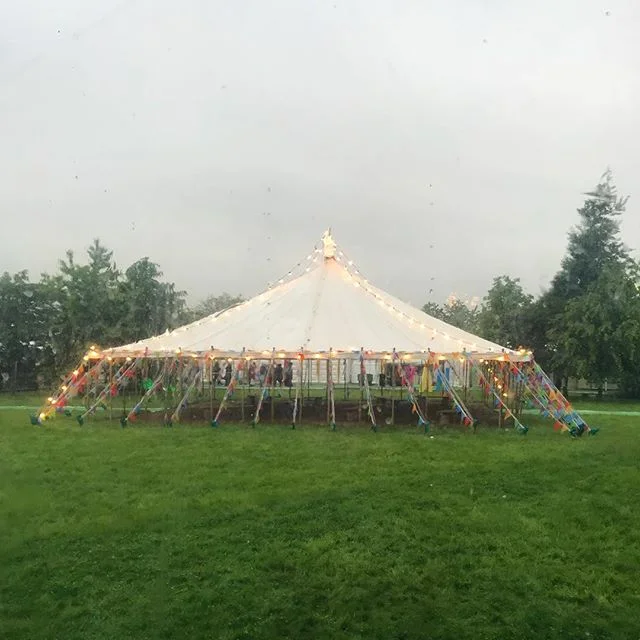 Happy tent in the rain.