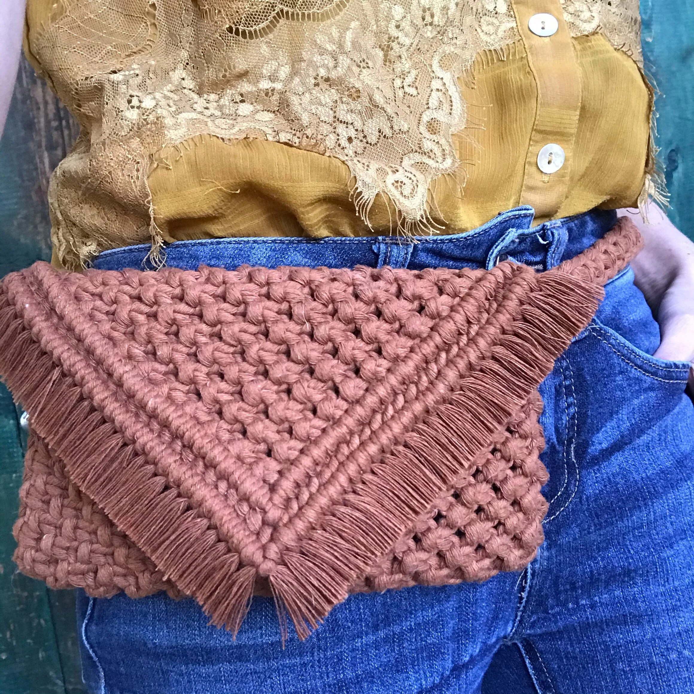 Macrame Fanny Pack in Maple 