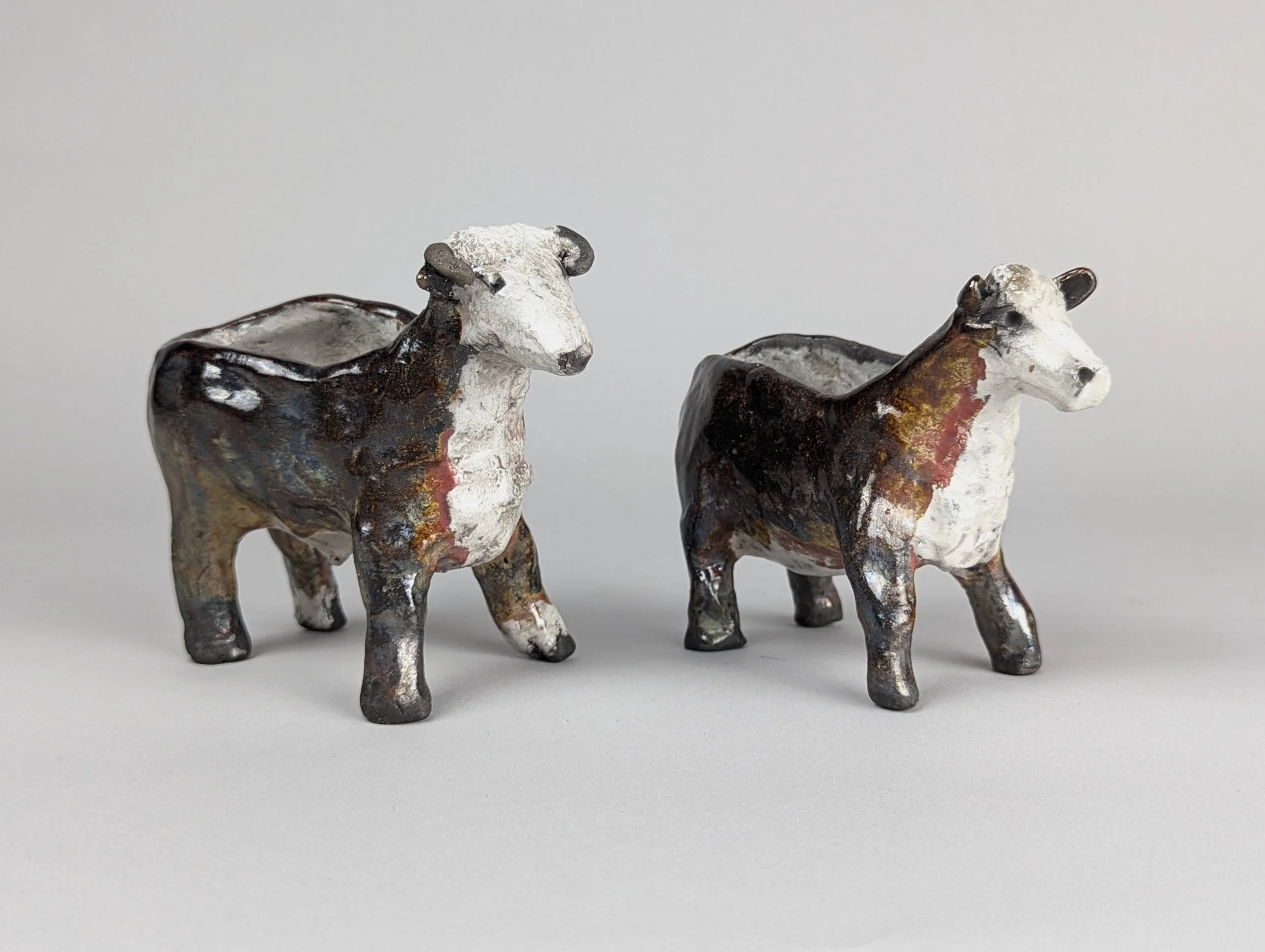  Raku Hereford Bull &amp; Cow £45 