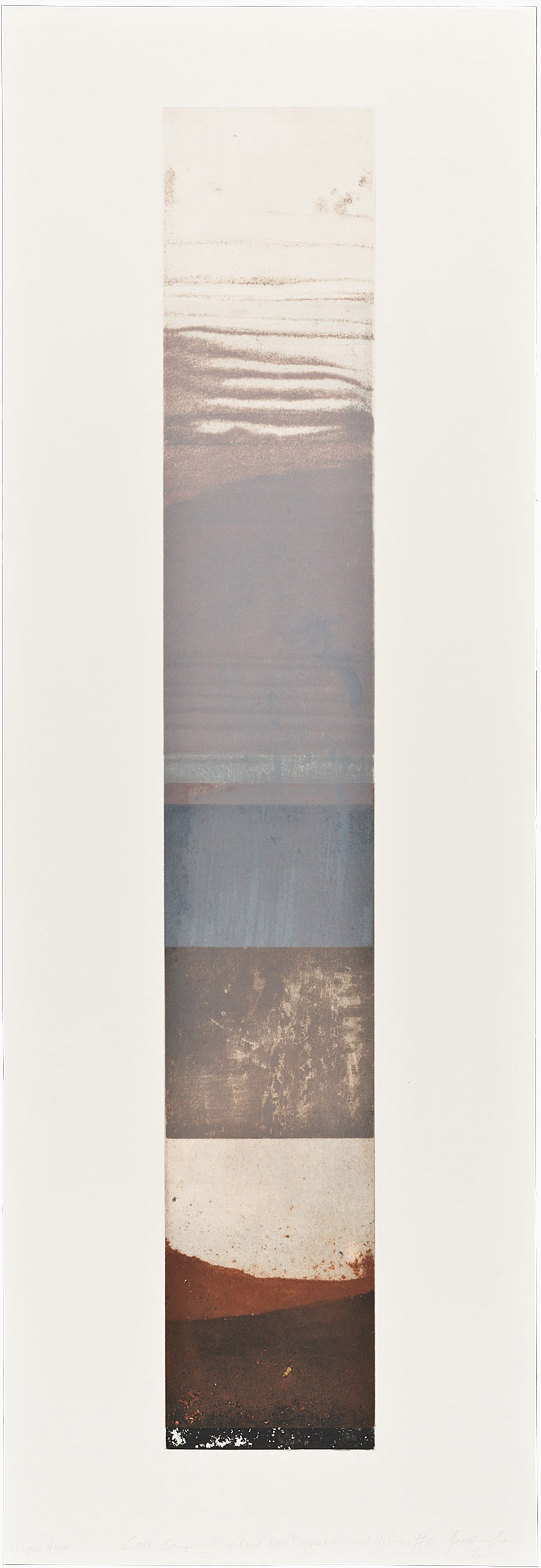 Core Sampling/ profit and loss/ desires and appetites #6 etching 2013 140 x 50cm