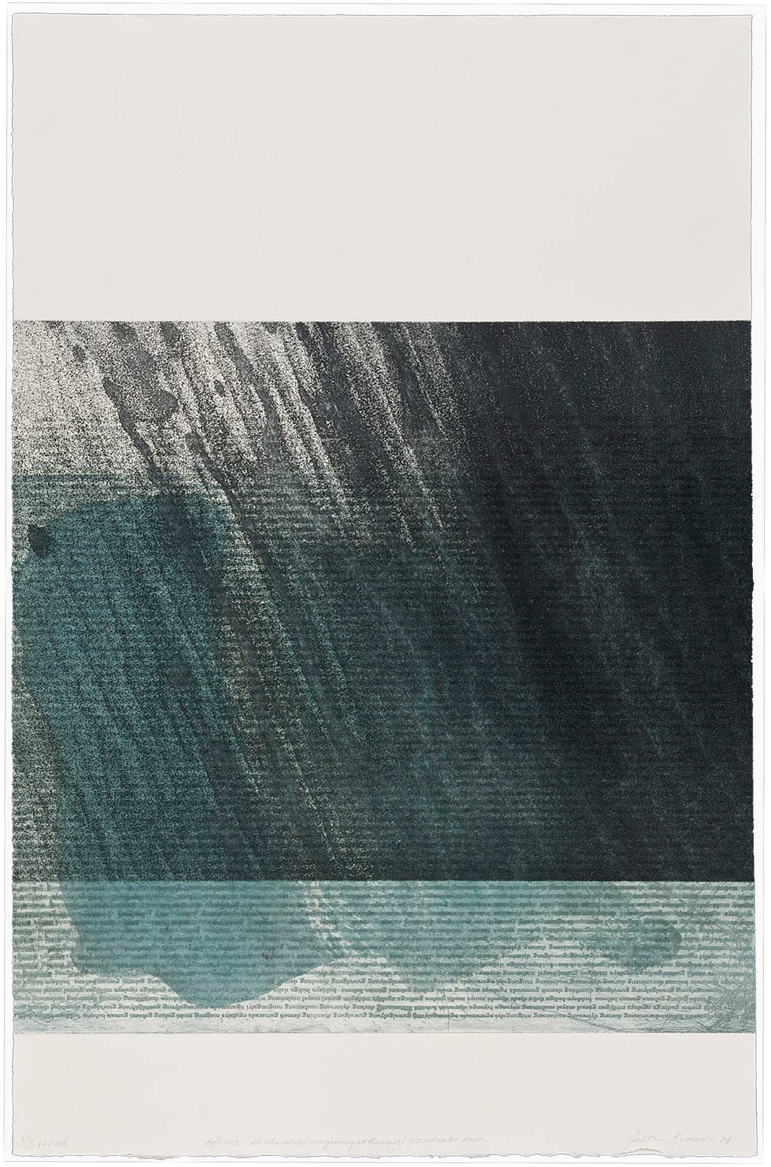 Other at the edge/ remembering at Kamay/ groundwater stain etching 2004 100 x 65.5cm