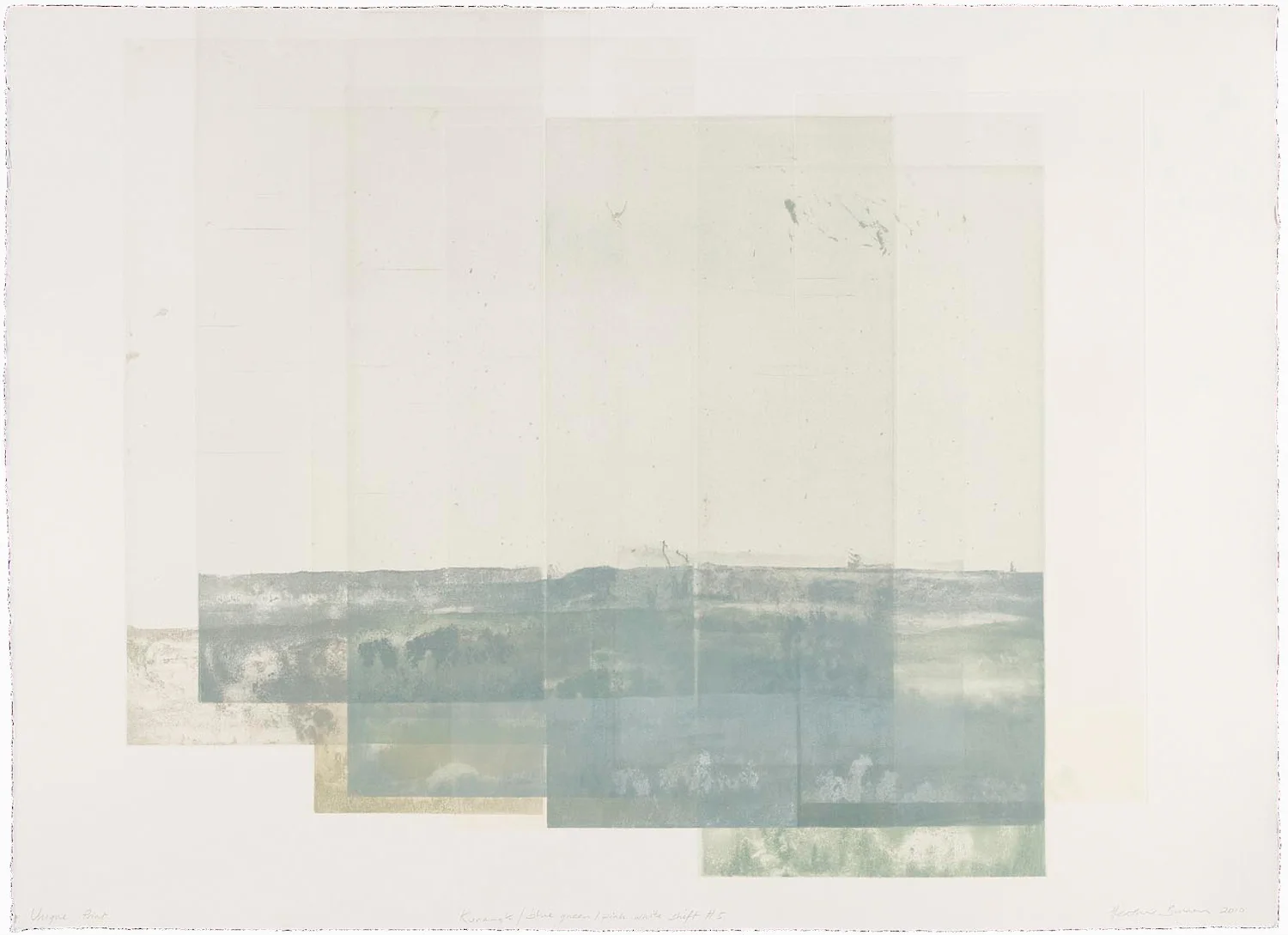 Kurangk/ blue green/ pink white shift #5 etching 2010 79 x 106cm