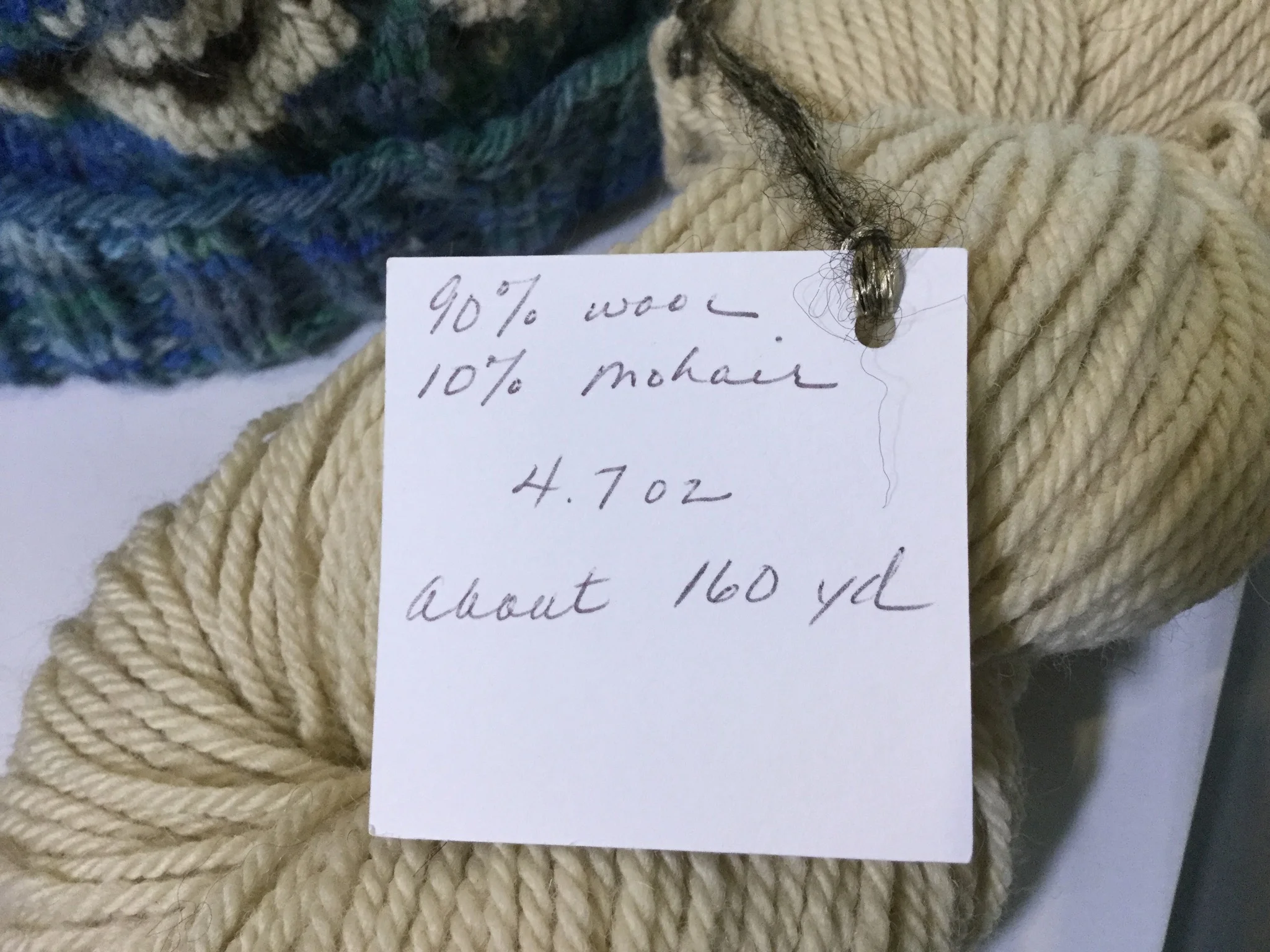90% wool, 10% mohair - worsted weight yarn