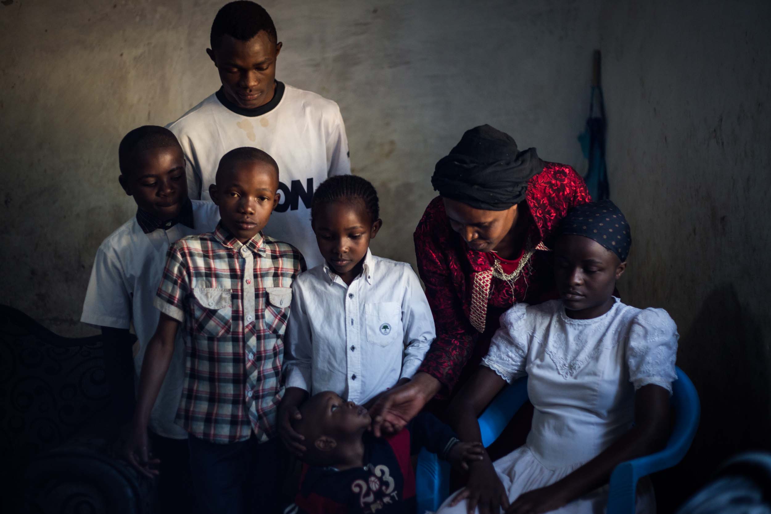  Adele Masengo, 41, and her children live in Lubumbashi, Congo. She had two babies with severe birth defects and her oldest daughter became blind at the age of 12. Her husband works in an artisanal mine. “When my babies were born, they took samples o