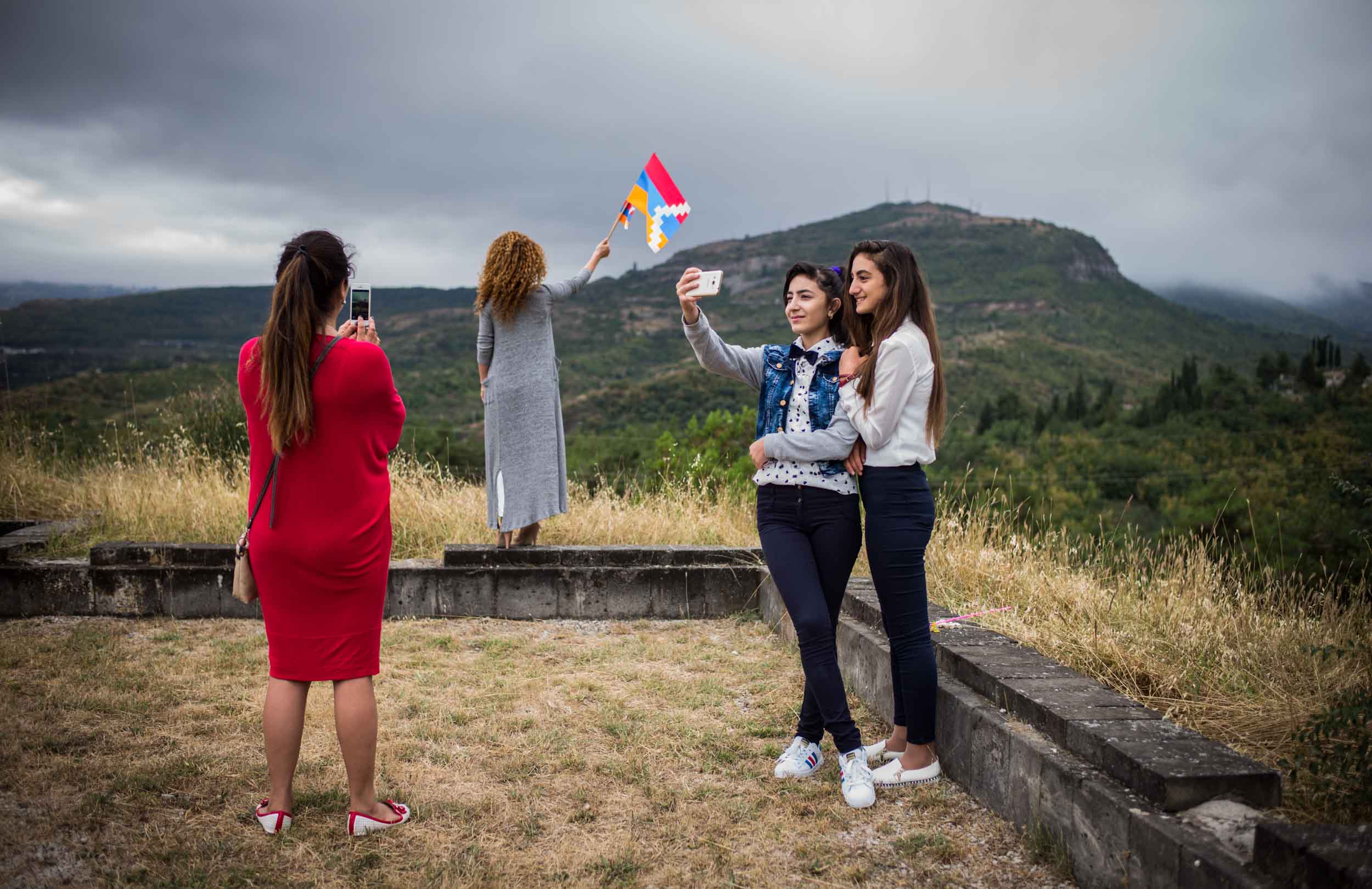  Women at the cementery of the fallen soldiers in Stepanakert after the independence march on the 02.09.2016 
