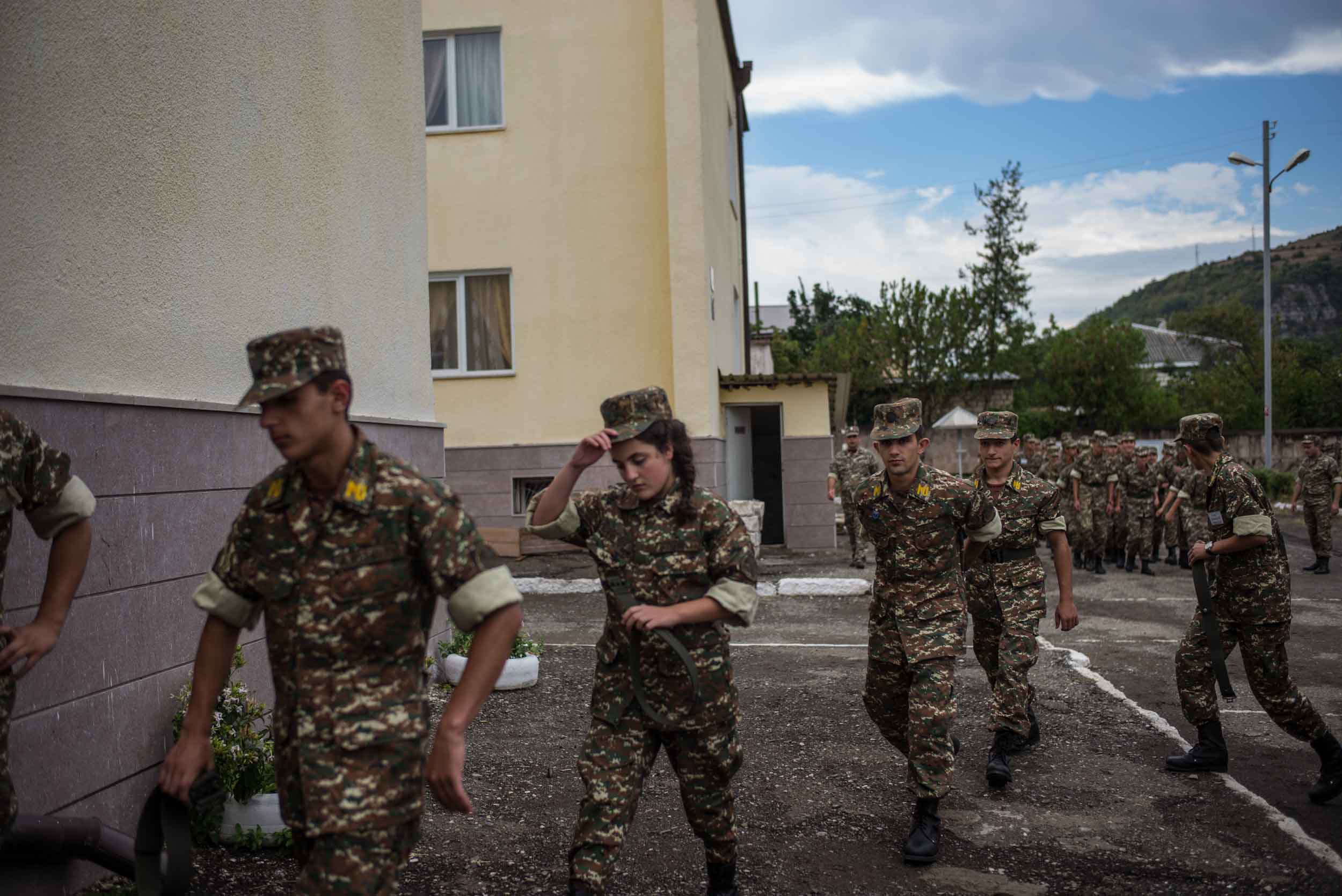  Students heading to lunch at the Military High School in Stepanakert,  Nagorny Karabakh. 
