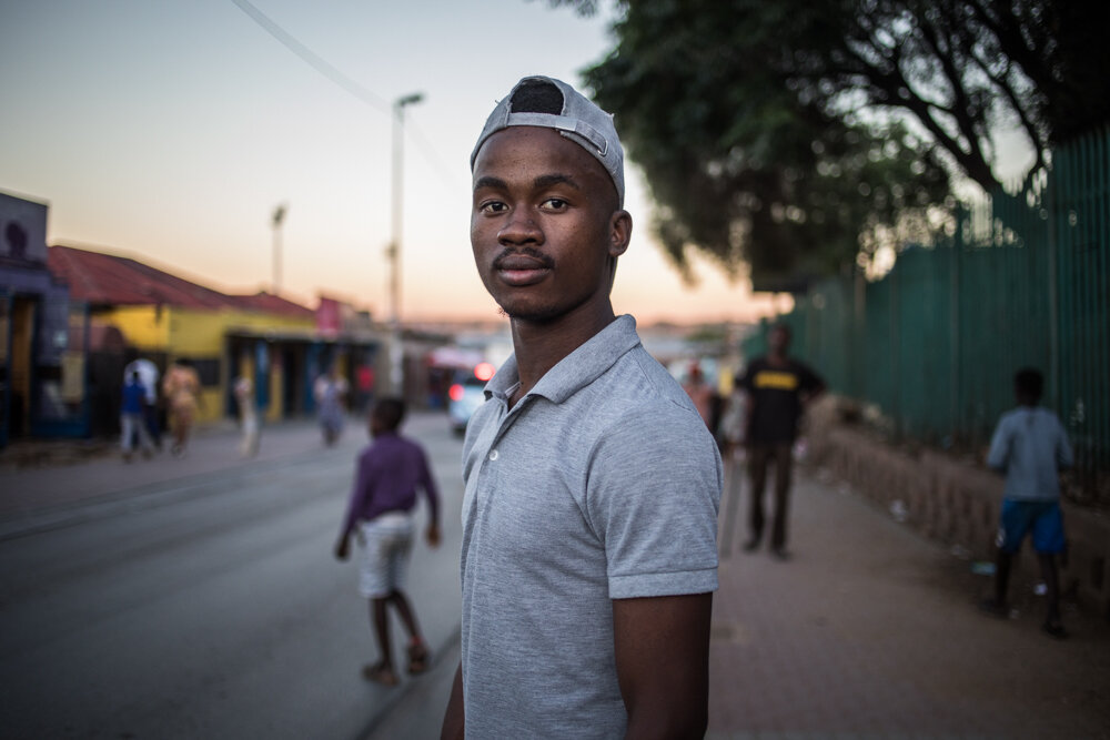  Katlego Poshoko, 22, in his neighborhood in Alexandra, Johannesburg. Katlego is an EFF activist. “Mandela betrayed us”, he says. 