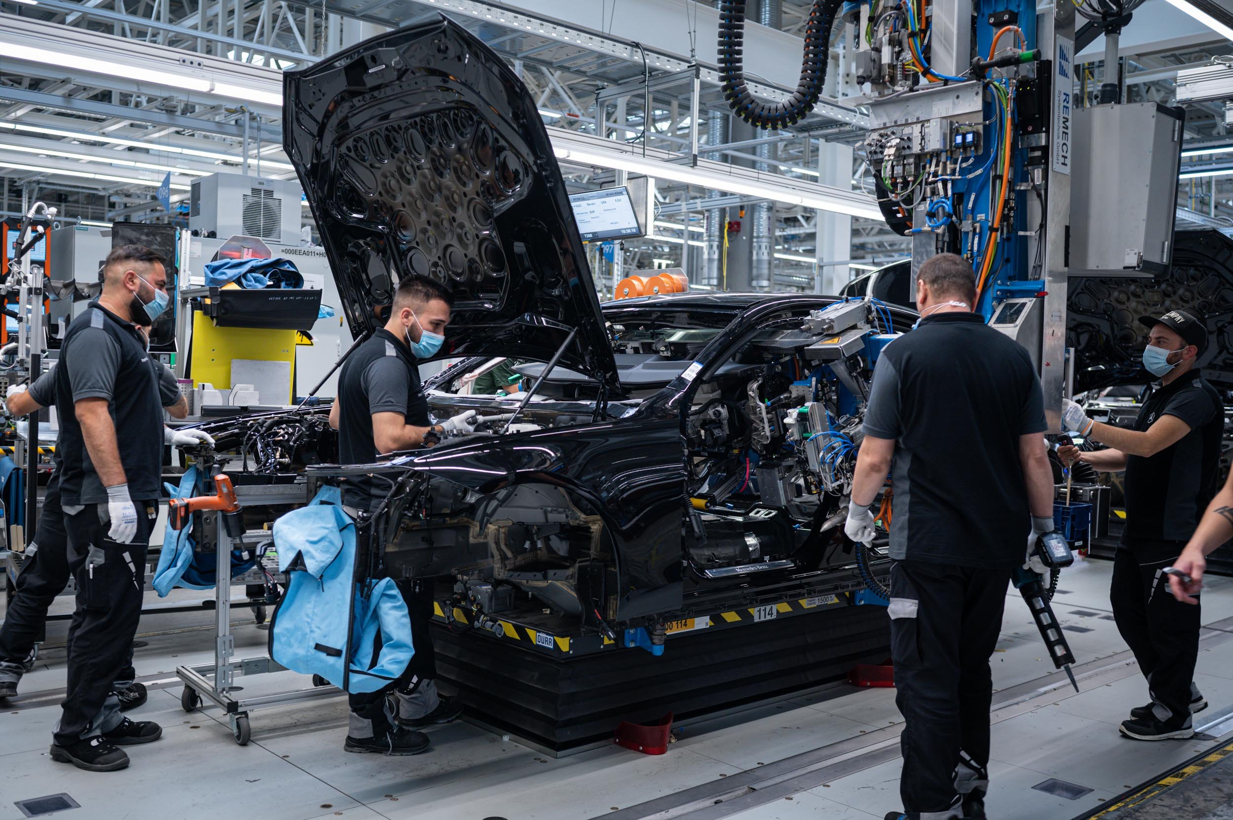 The assembly of a Mercedes-Benz S-Class at the factory. 
