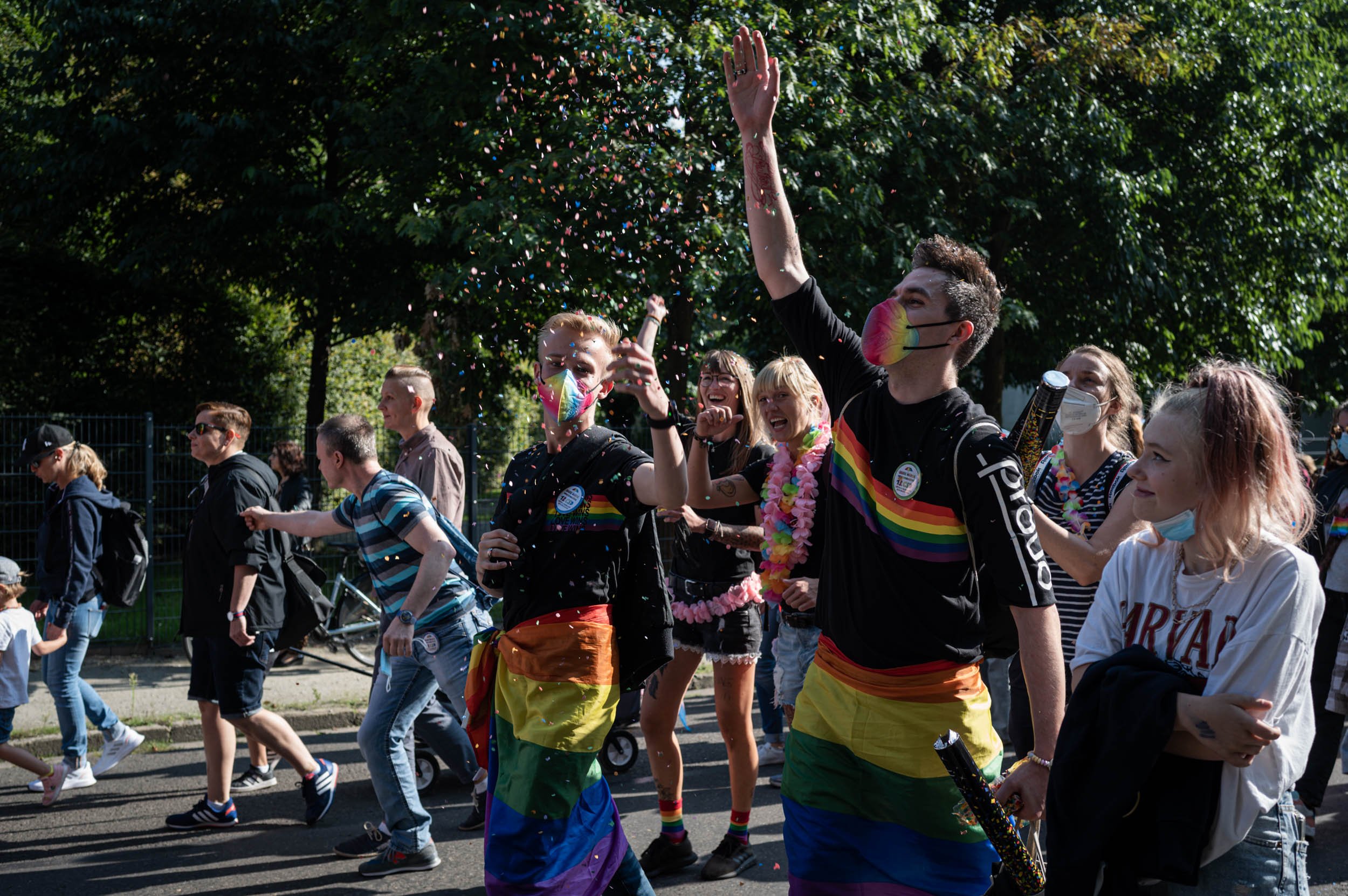  Young people at a Christopher Street Day parade in the eastern city of Cottbus. Ms. Merkel never backed same-sex marriage outright, but she allowed it to happen. 