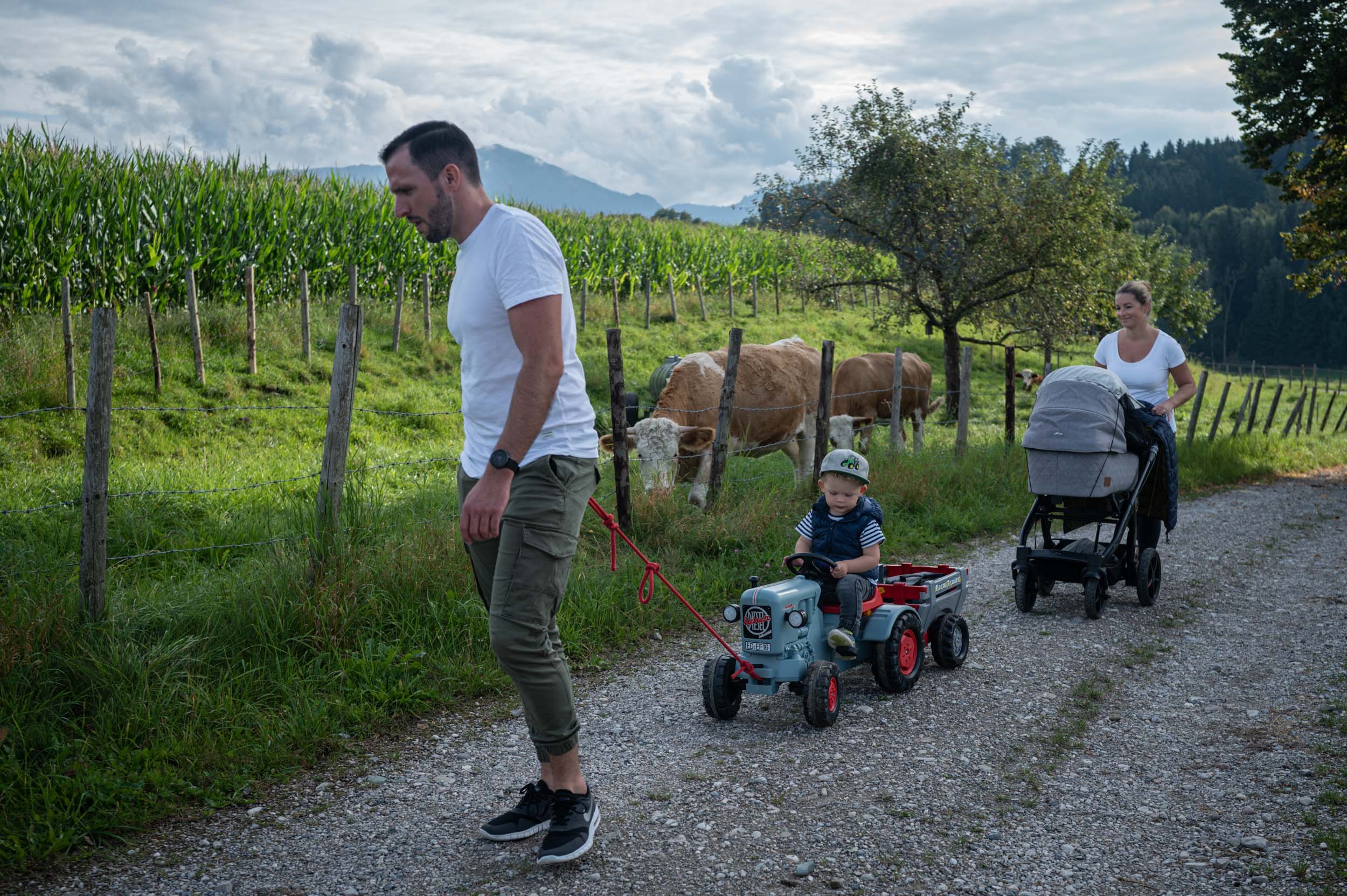  Helmut and Stephanie Wendlinger with their 2-year-old son, Xaver, and his newborn sister, Leni, in Bavaria.   