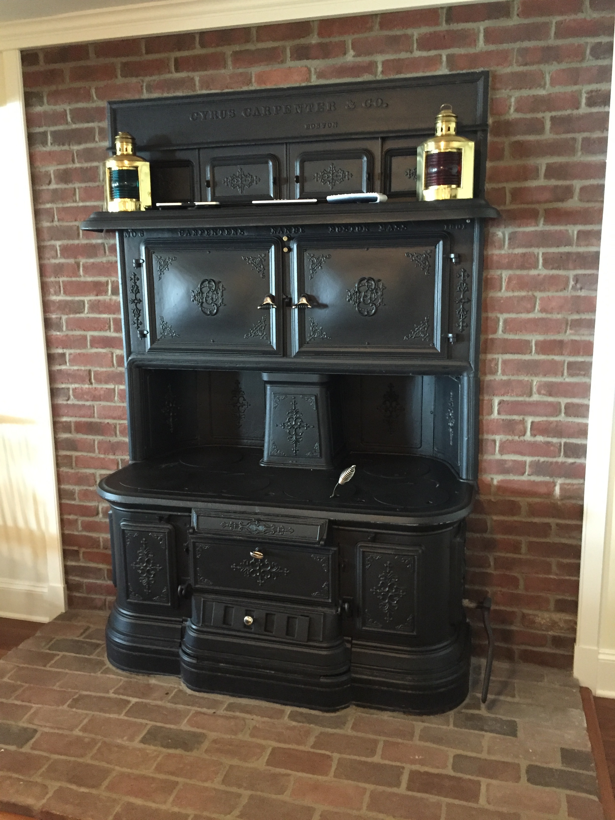 Saved from the kitchen of the old home, this brick oven stove is now in a room that the current owners call "The Grotto”.