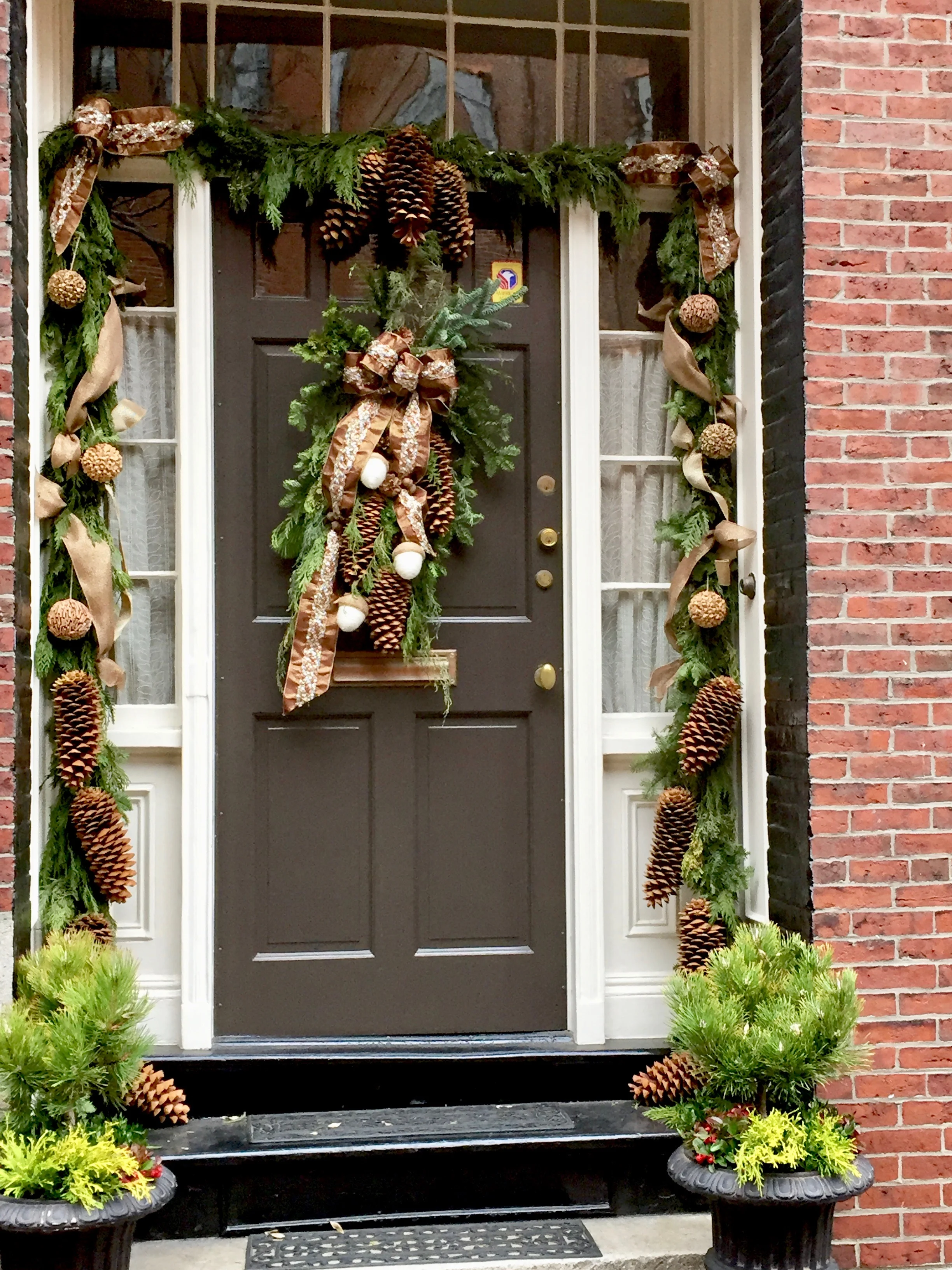 Pinecone Christmas Front Door Beacon Hill Boston MA New England.jpg