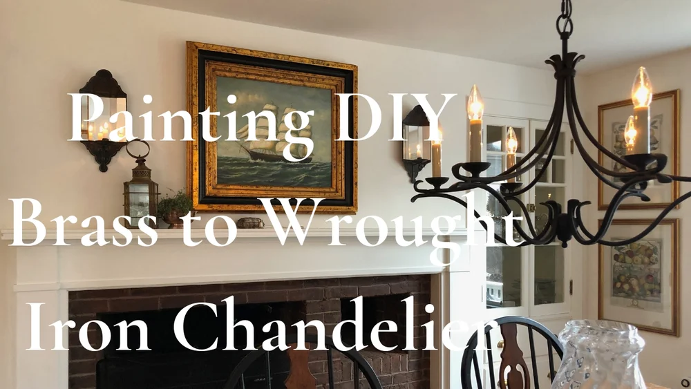 New England style decorating. Painting a brass chandelier black to look