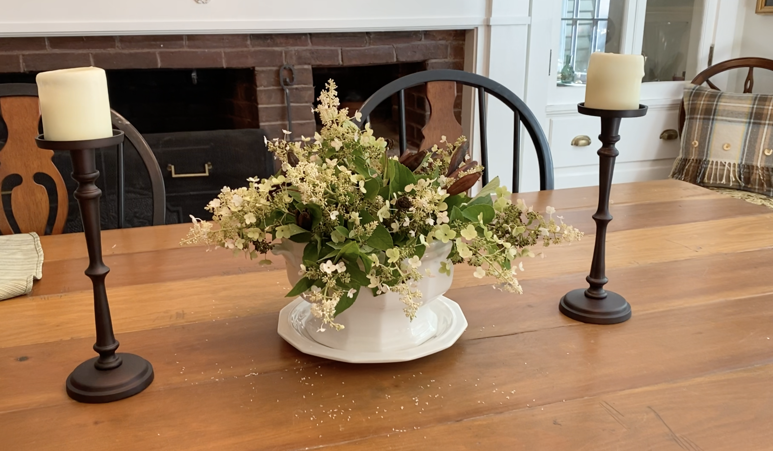 Three fall floral arrangements made with flowers from our garden
