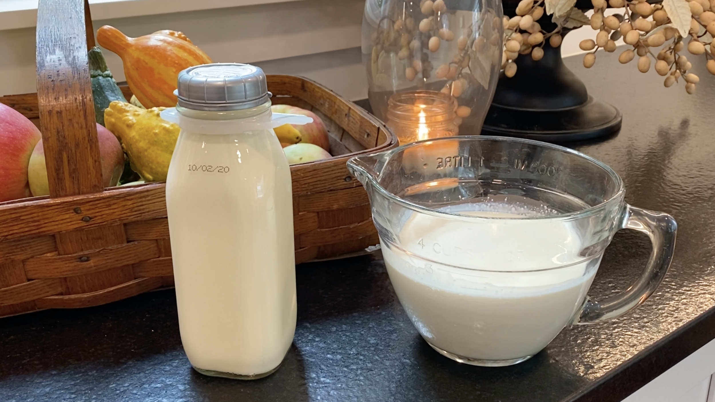 Making homemade butter with heavy cream