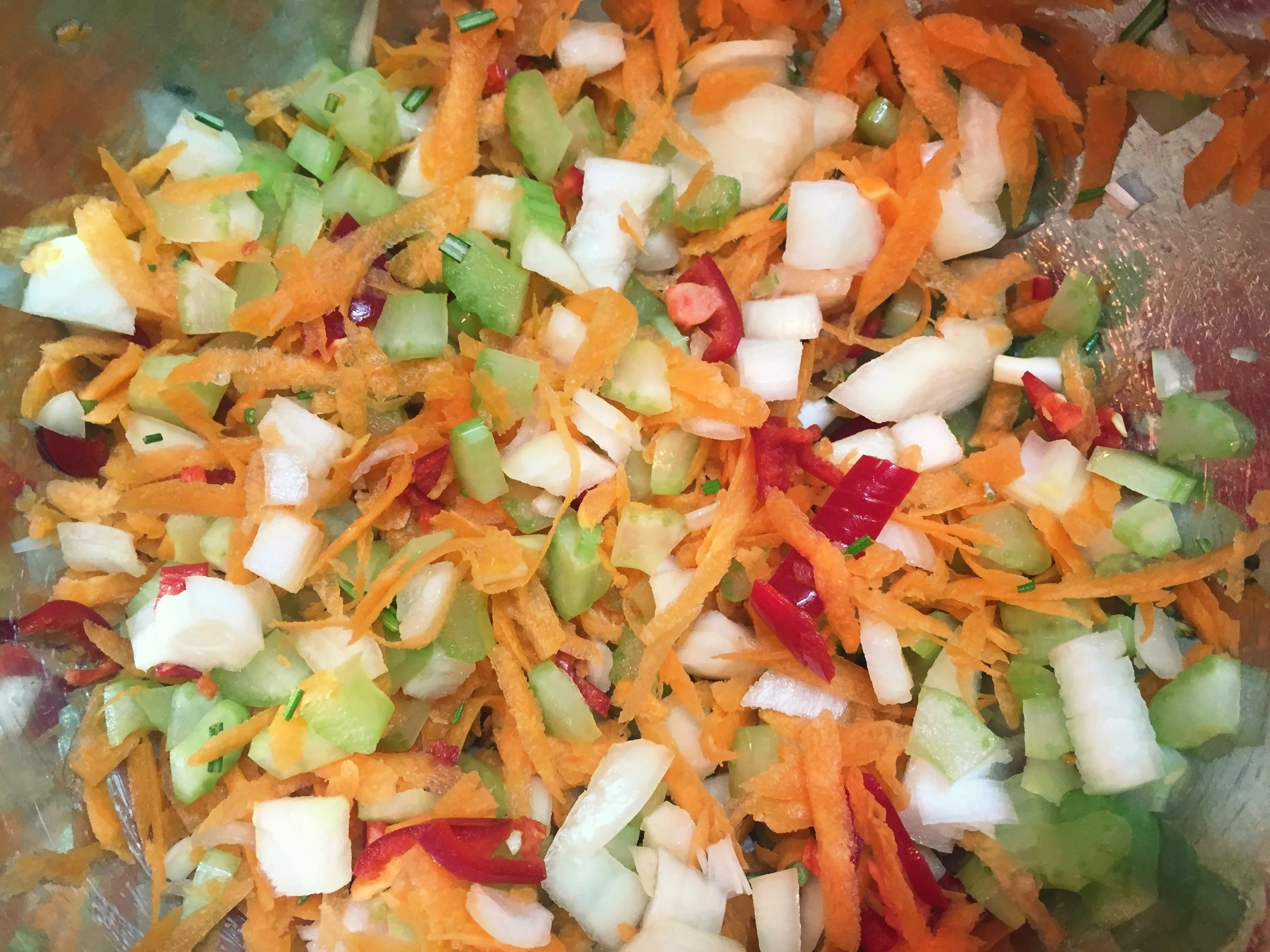 The soffritto, aka the base for the sauce.