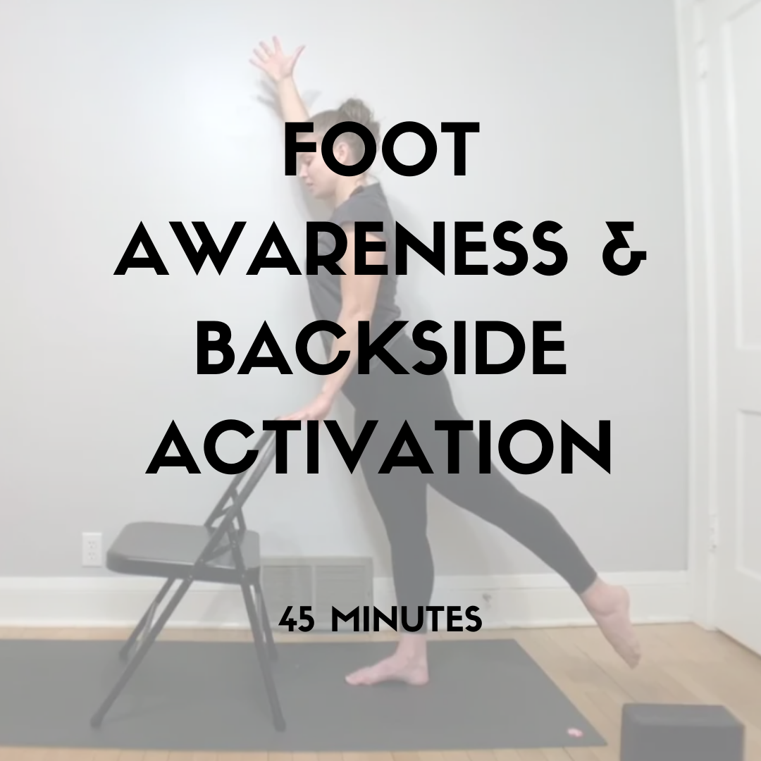  Featuring moments of flow while seated in the chair and behind the chair for balance, this practice will help you gain awareness of your feet and activate your backside (hamstrings, glutes, and paraspinal muscles). You'll utilize your chair for a li