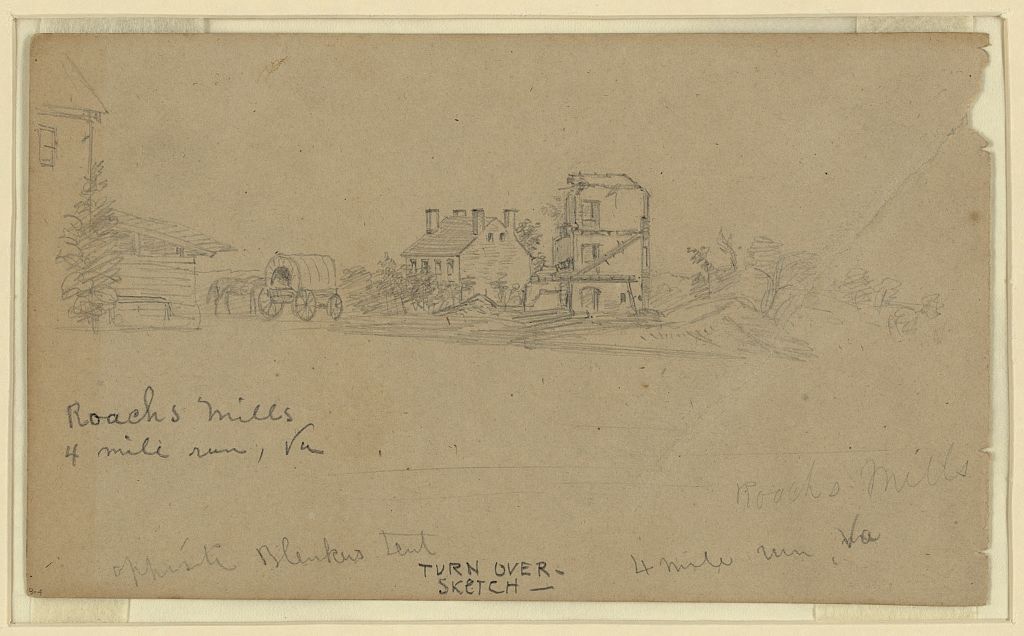 Roach's Mill, Civil War-era sketch by Alfred Waud, now in the Library of Congress Prints and Photographs Division.