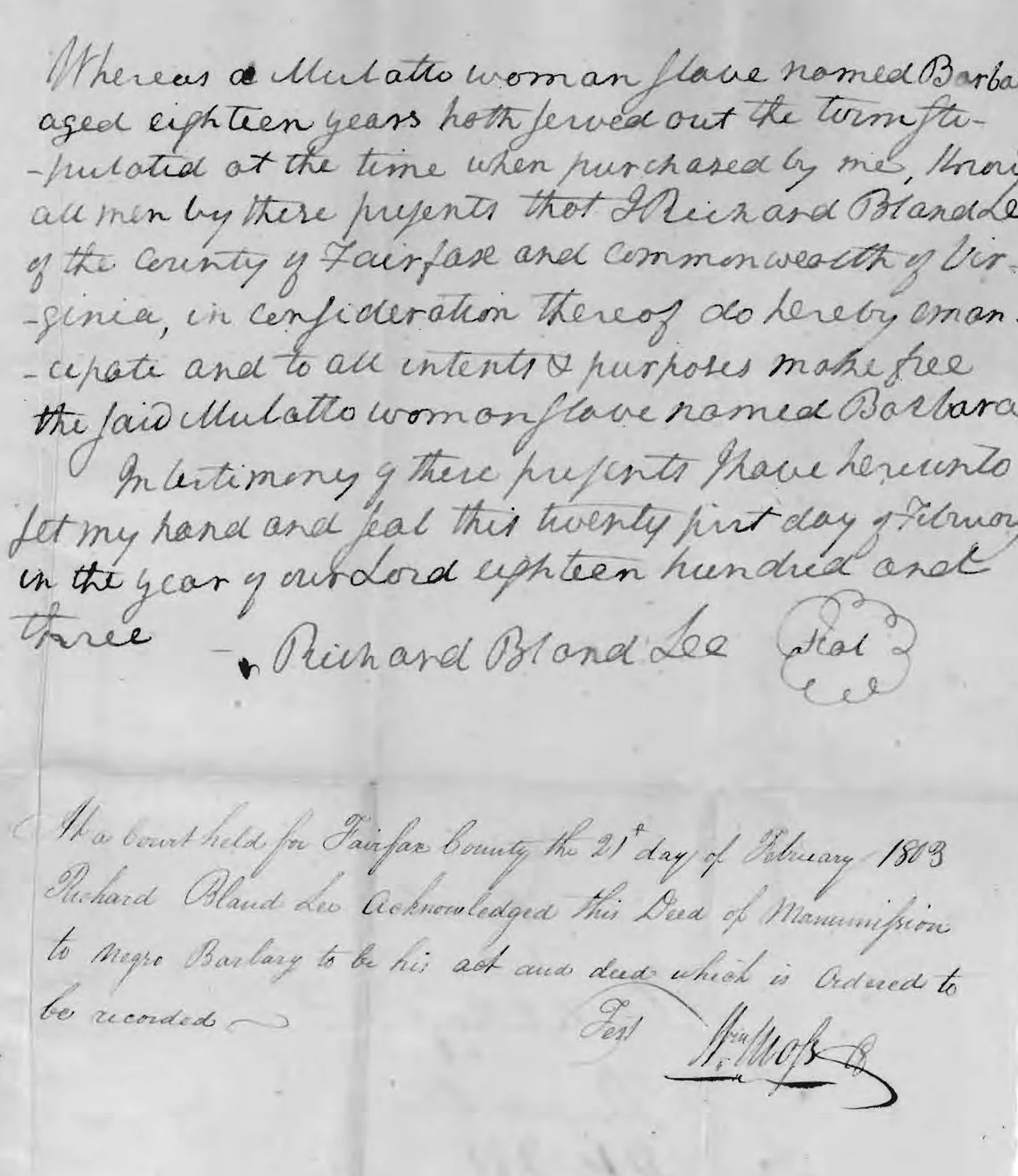Manumission Example Slave Inventory Database in Fairfax County: Crossing the 1870 Gap ...