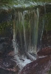 forest waterfall, £200, 18cm by 13cm, oil on panel.jpg