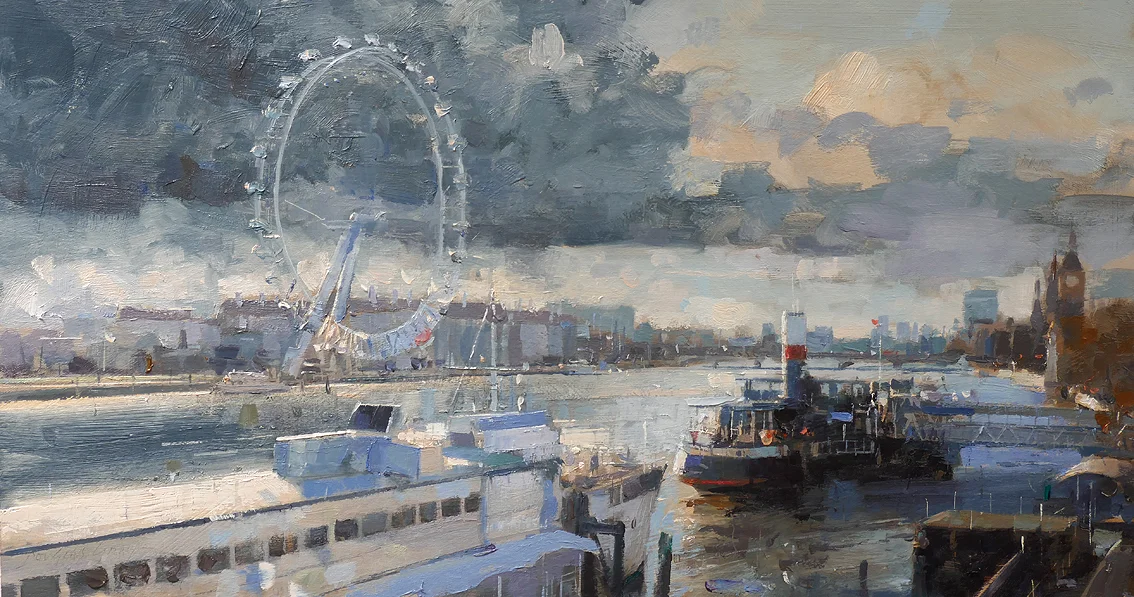 Sun and Rain, River Thames by Douglas Gray RSMA