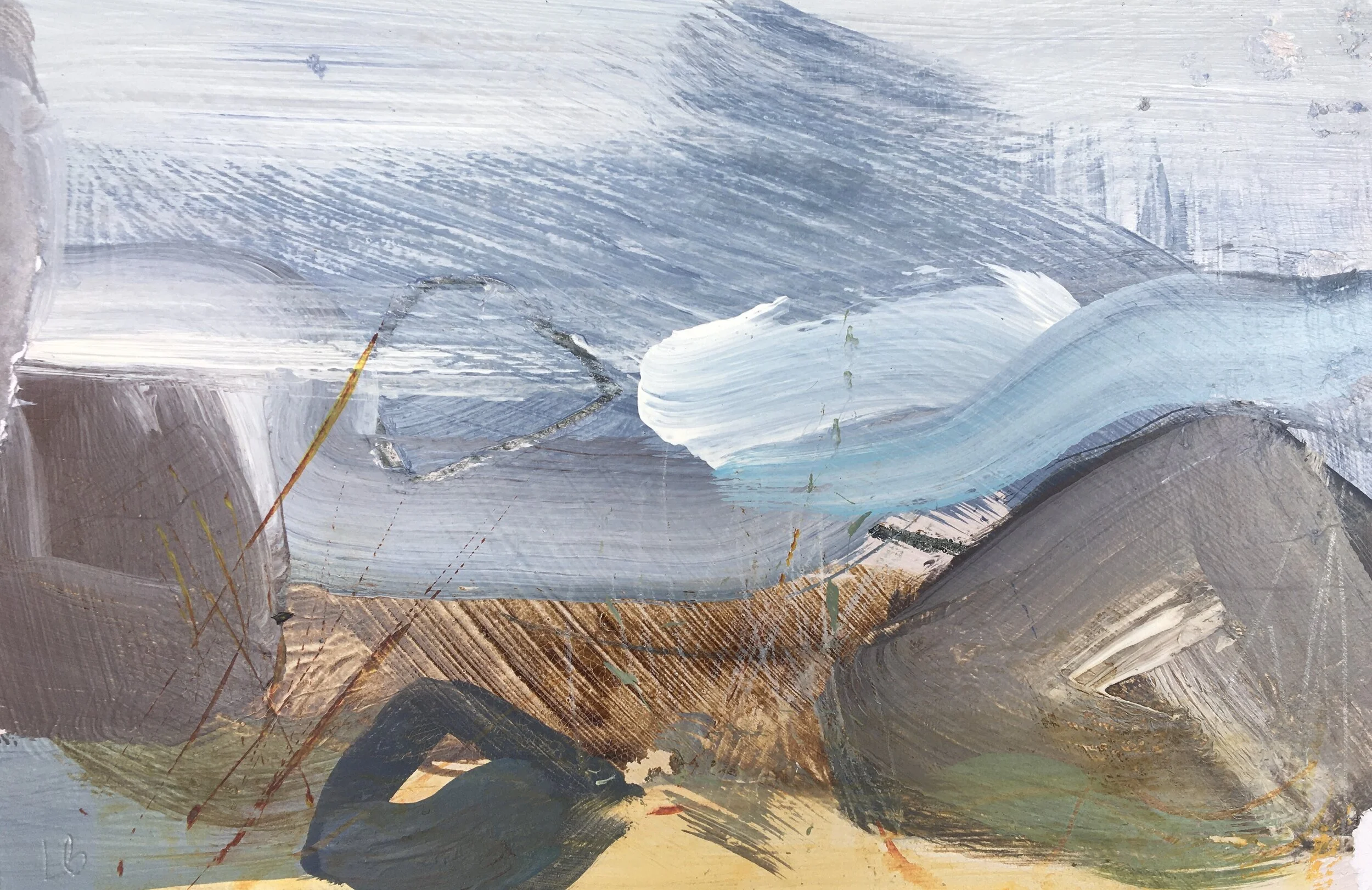 Lesley Birch - LesleyBirch-BytheShore-12x18cms-Acrylic,Ink,Crayon.jpg