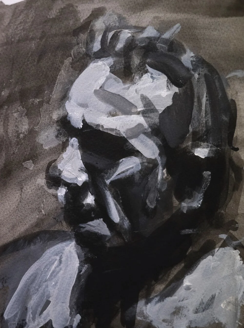 HARRY SIMMONDS - 2-'Head of Michael 2' Ink and acrylic on paper, 14.8 x 21 cm £100-min.JPG