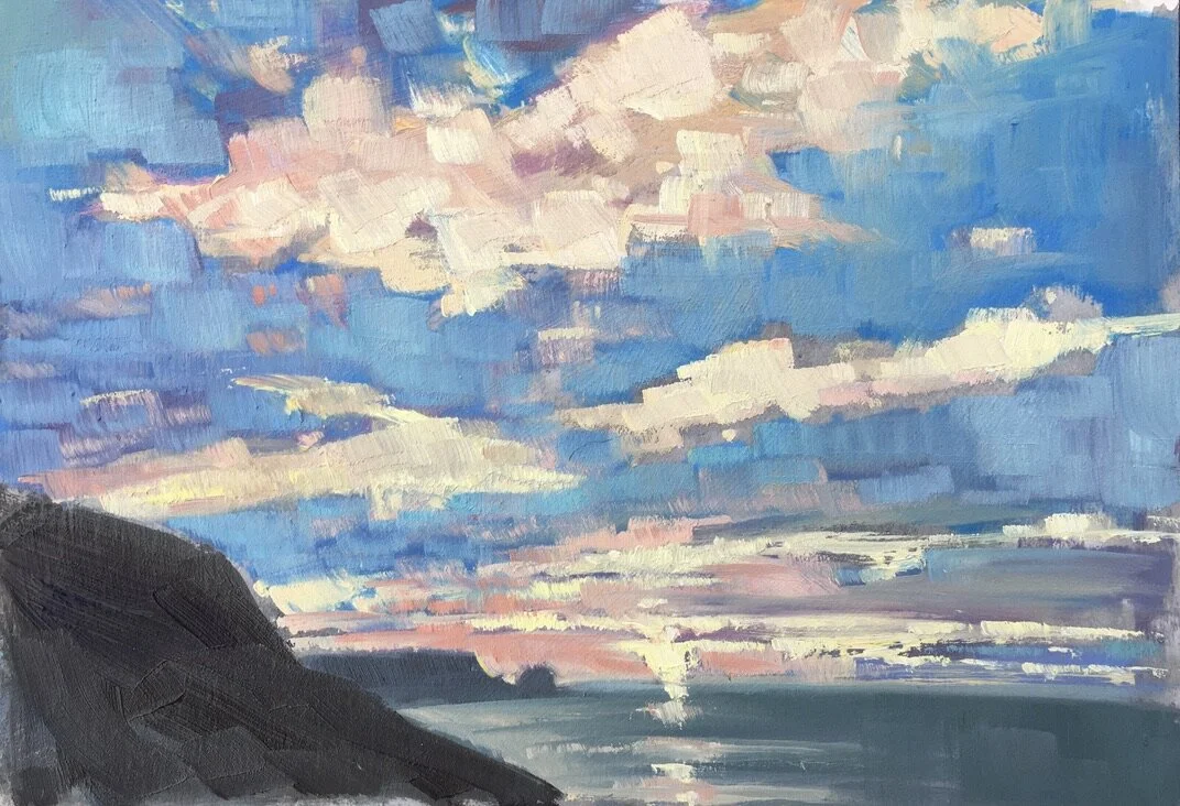 Cornish sunset, £100, 15 x 21 cm, oils on card.jpeg