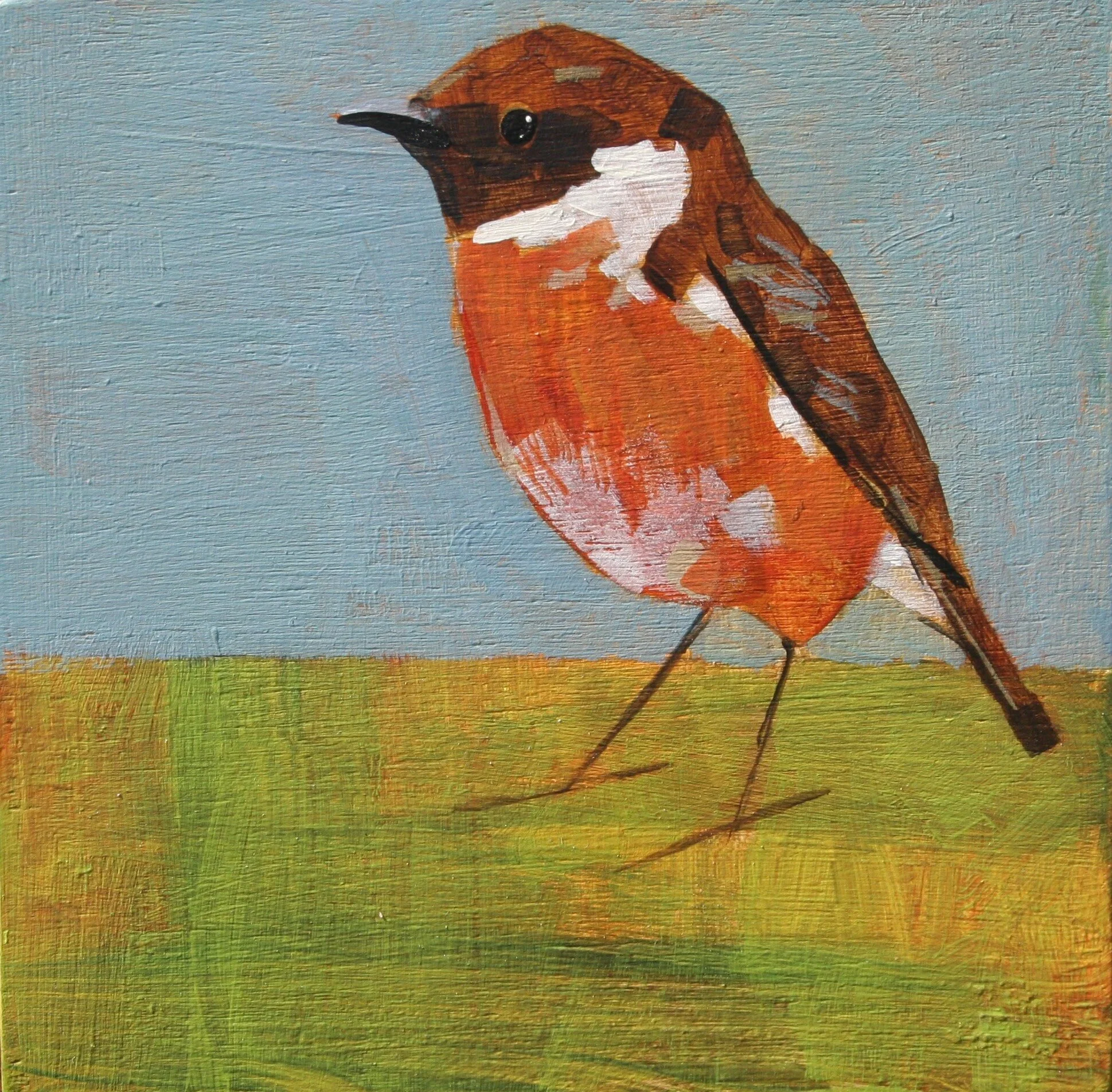 Christopher Rainham Stonechat 10x10cm acrylic on board £100-min.JPG