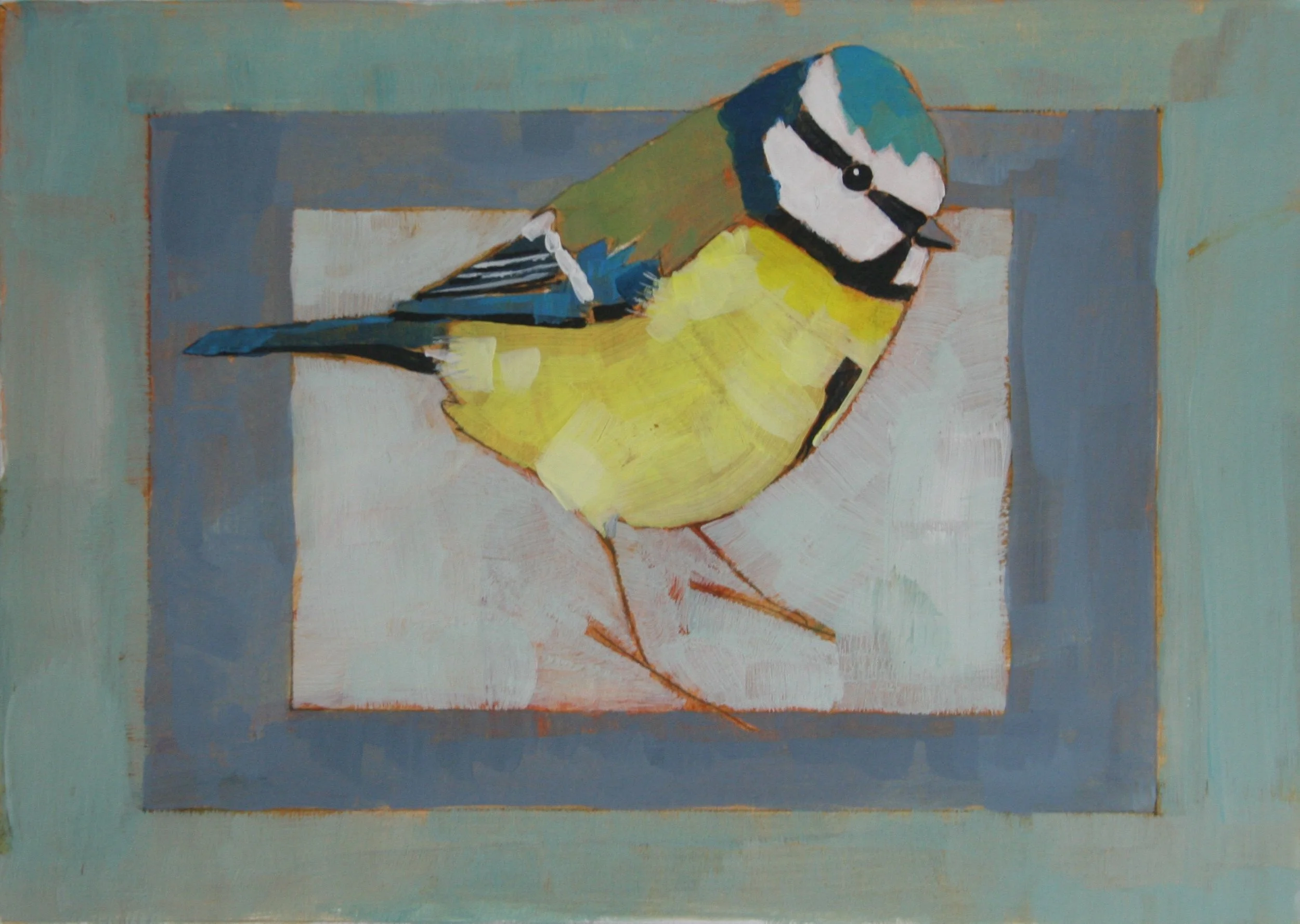 Christopher Rainham Blue Tit on Frames 10.5x15cm acrylic on 300gm paper £50.JPG