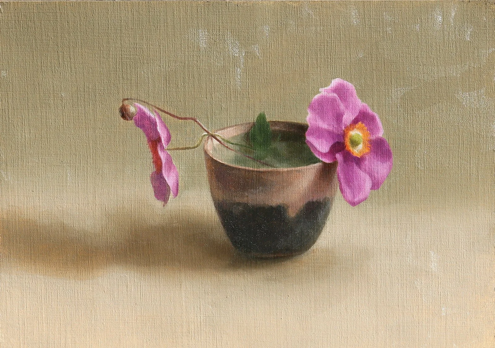 5.Study of Japanese Anemones, 15.5x22cm, Oil on Canvas Paper, £235.JPG