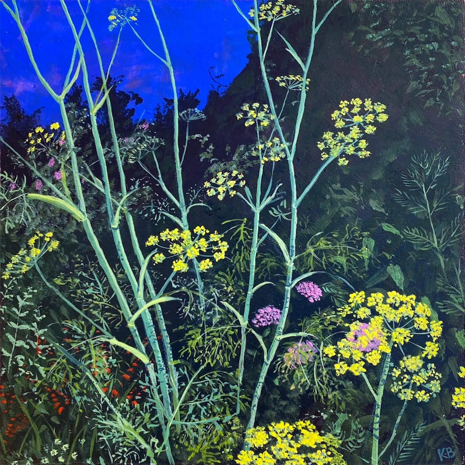 Katie Brent Evening Garden Fennel and Sky 30x30cm framed 34x34cm  acrylic on board Gall P £550.jpg