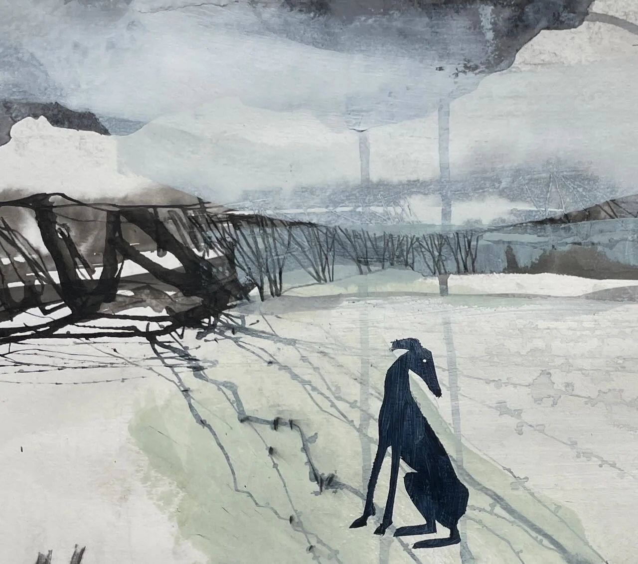 £80 20cm x 15cm mixed media on 300gm paper 'All Alone'.jpeg