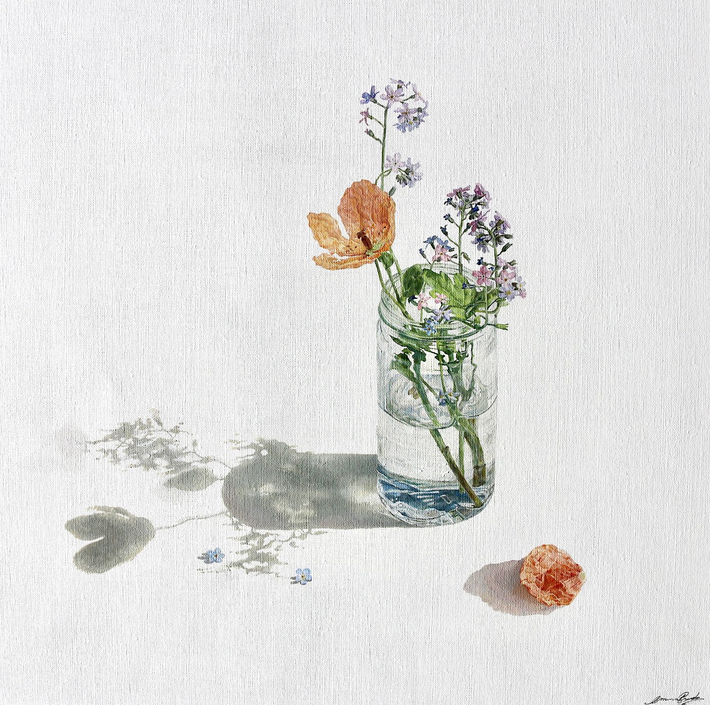 1.Orange Poppy and Forget-Me-Nots, 37x37cm, Oil on Canvas Paper, £475 image1.jpeg