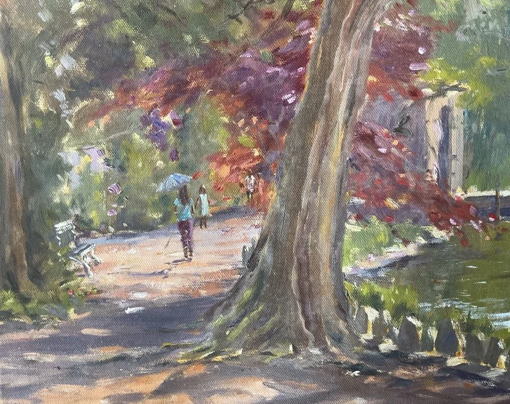 To the boathouse. oil on canvas board 24x30cms £50.00 PatriciaTurner.JPG