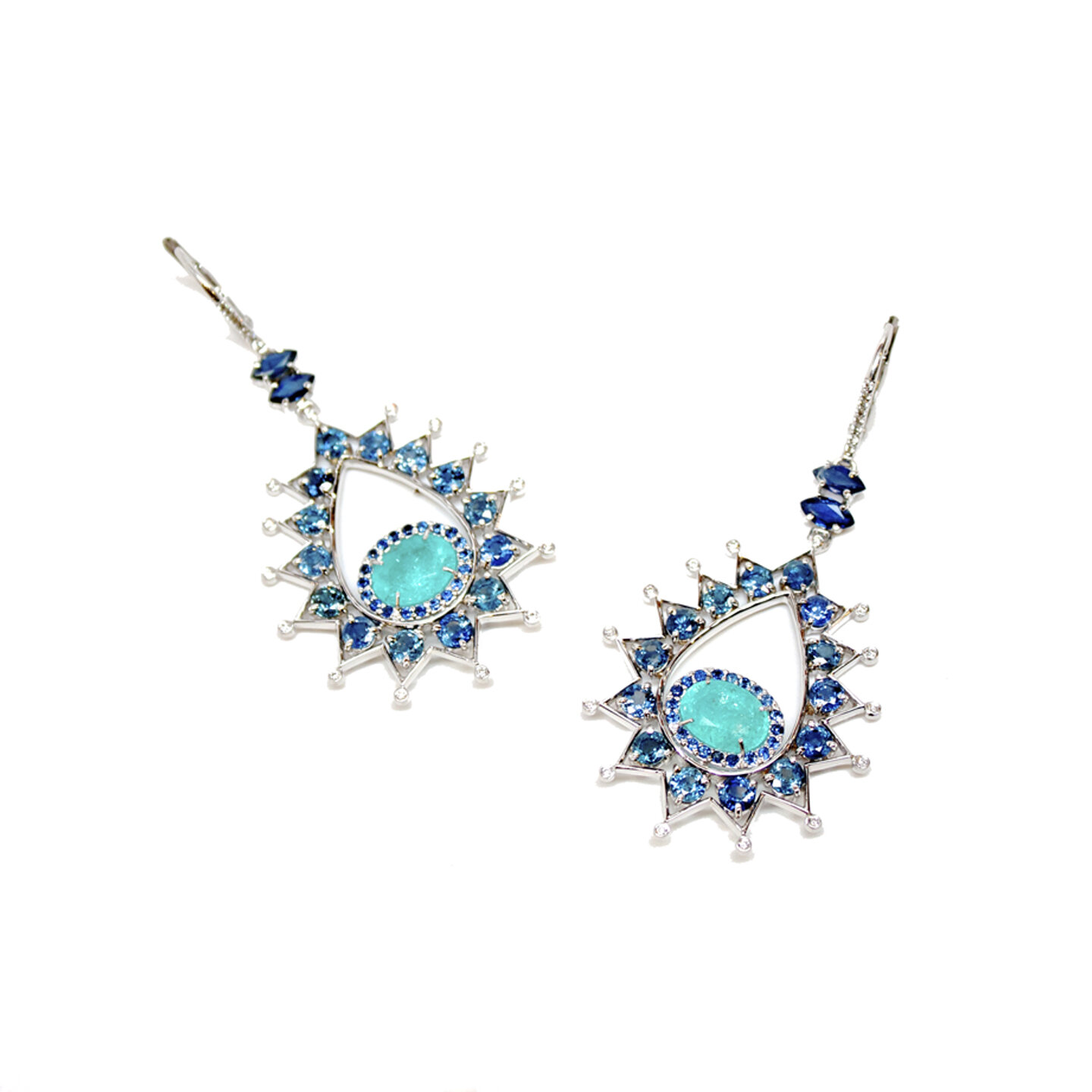   Sapphire and Paraiba Tourmaline Soraya Eardrops  