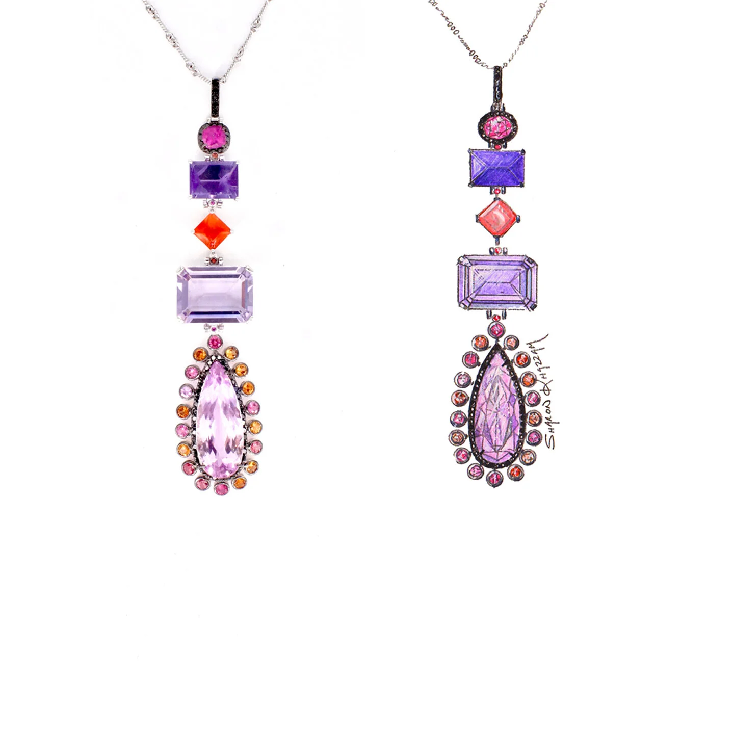   Kunzite Lavale Necklace and Painting  