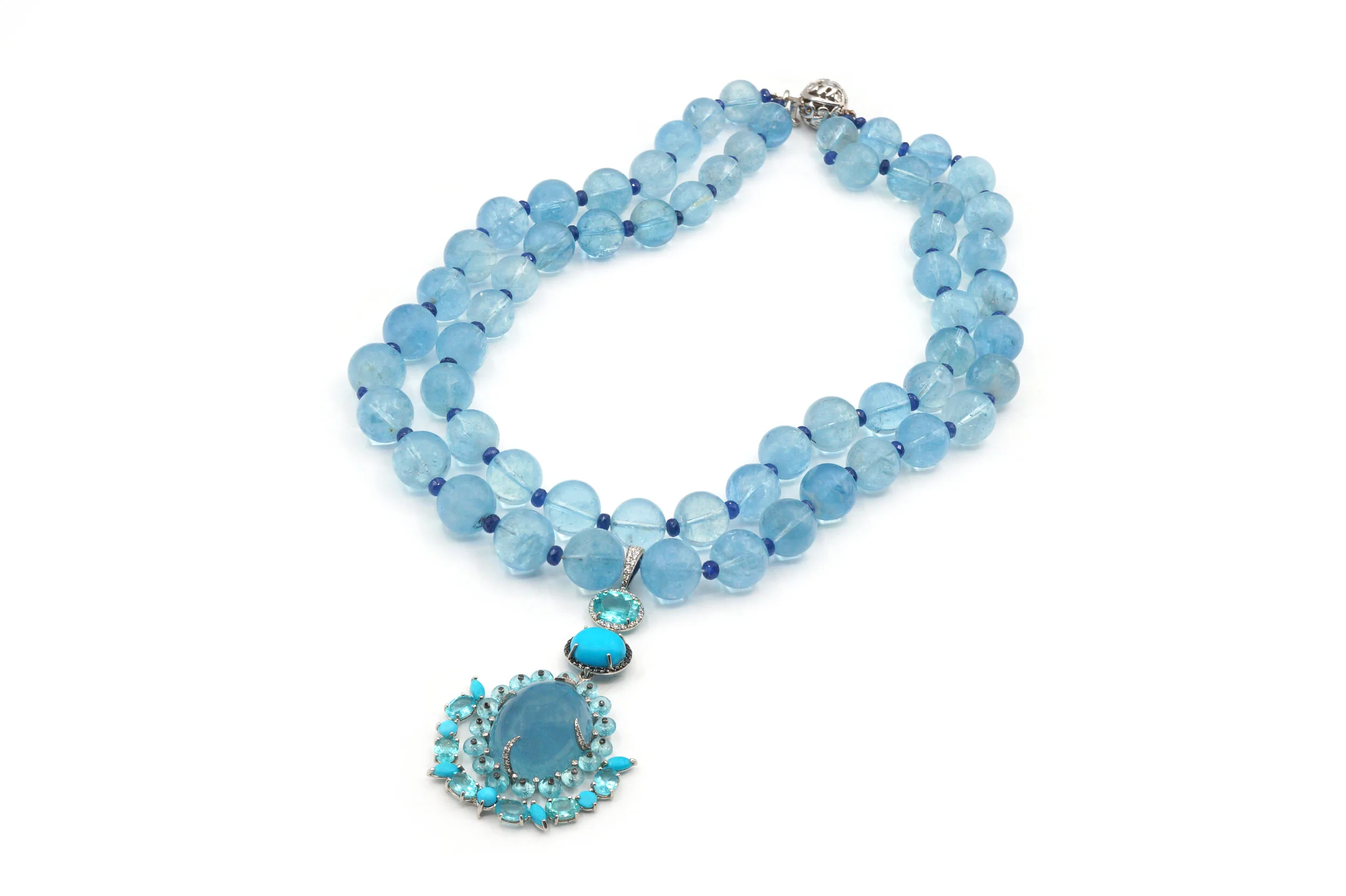 Aquamarine Veronica Necklace with Aquamarine Beads