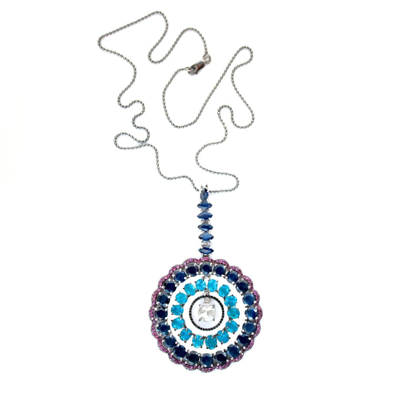 White Diamond Blue Sapphire Veronica Necklace