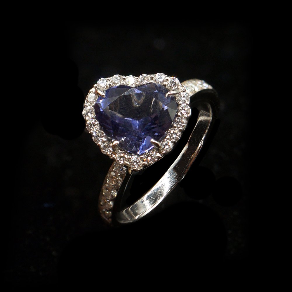 Ring with Iolite Heart