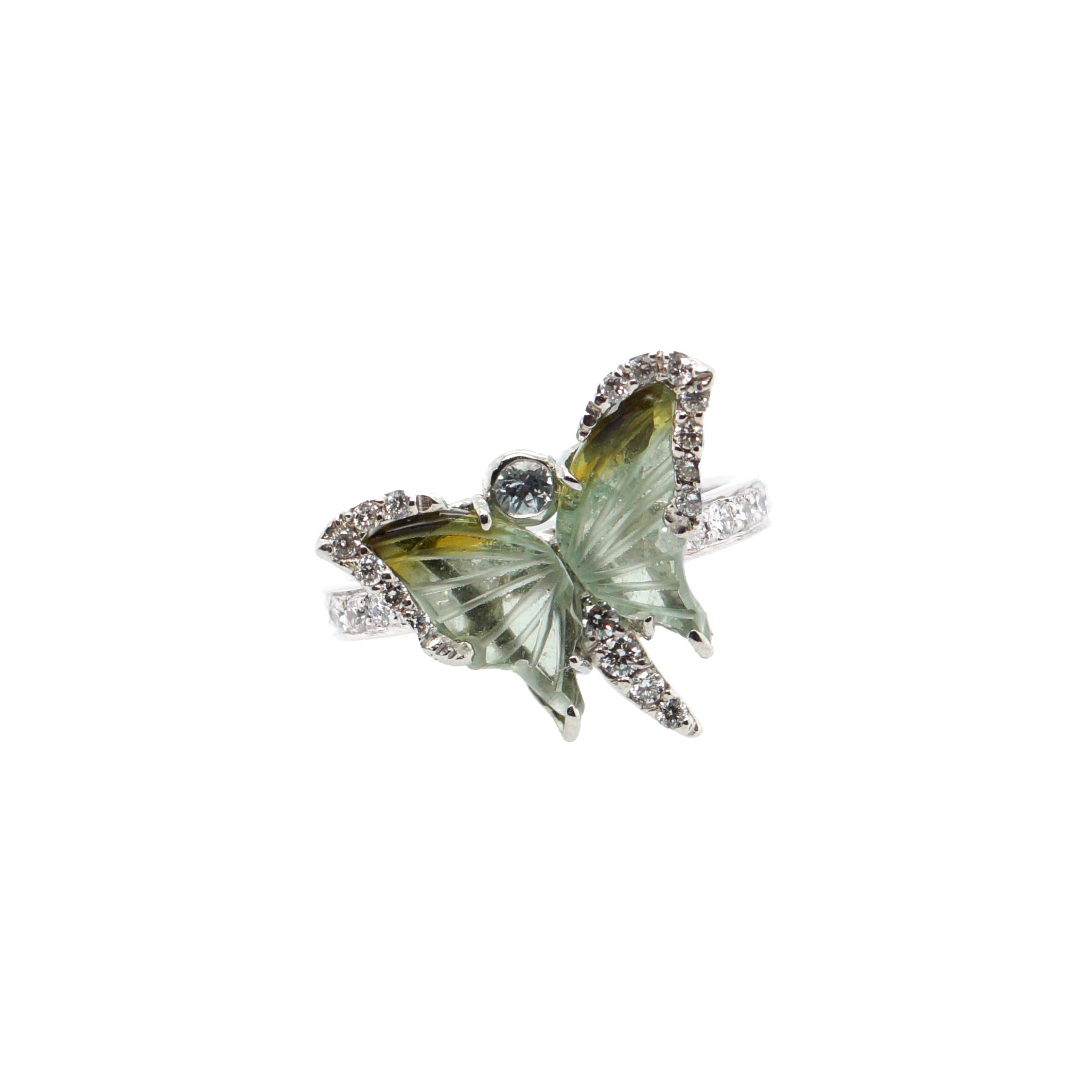 Green Tourmaline, White Diamond Ring - $11,200