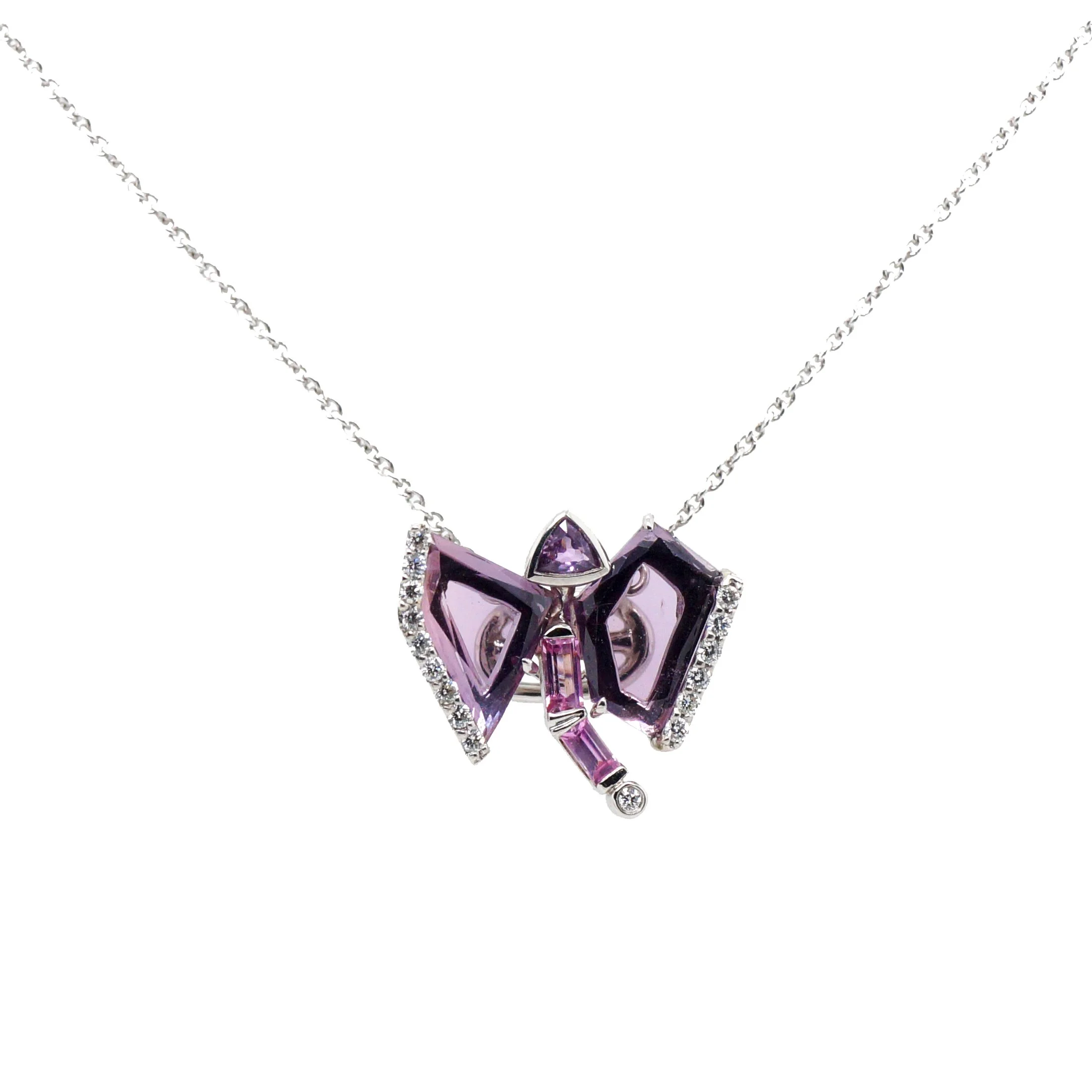 Pink Sapphire, White Diamond Necklace - $12,700