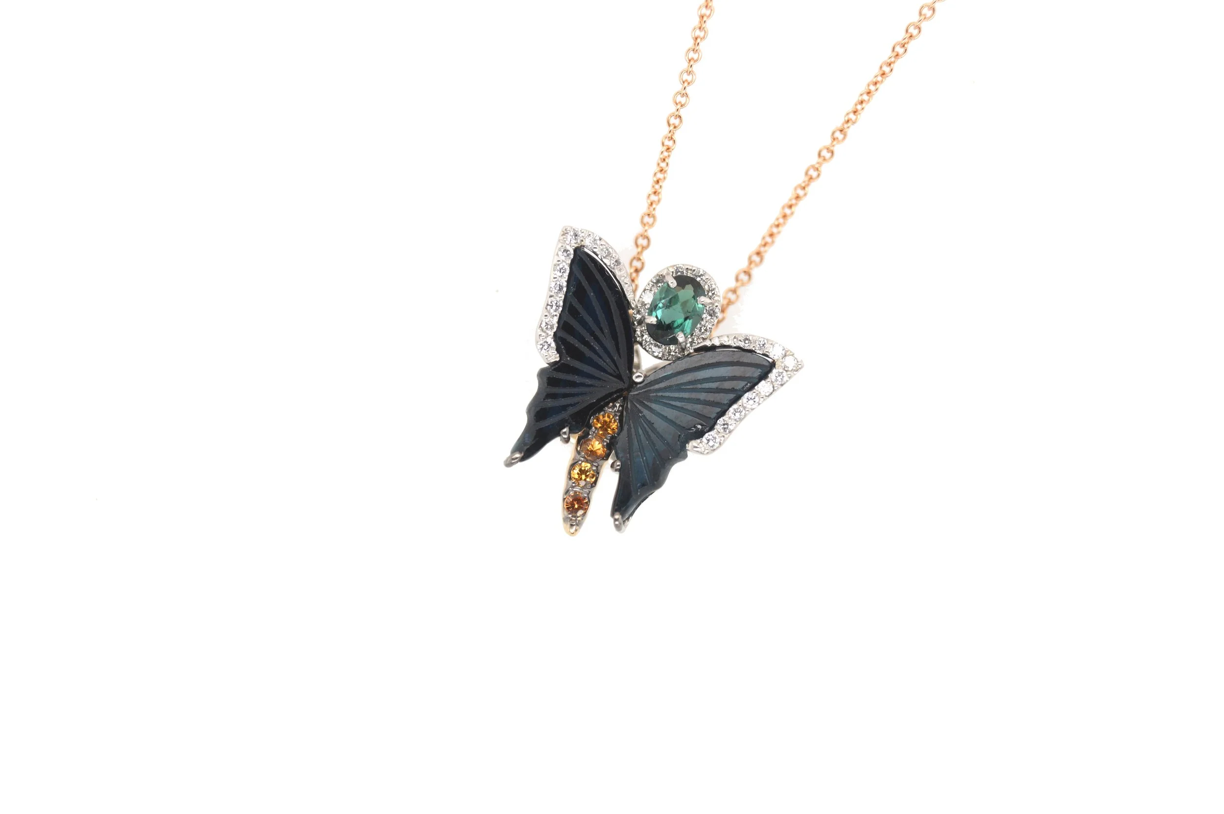 Blue Tourmaline, Yellow Sapphire, White Diamond Necklace - $12,000
