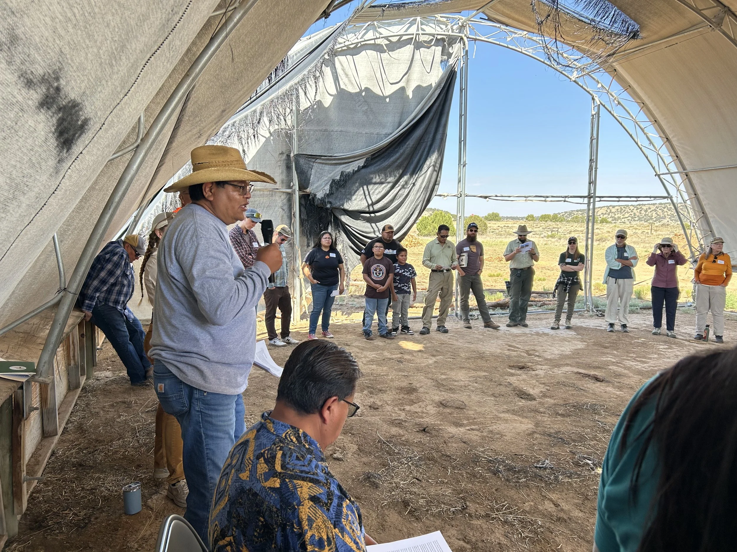 Mike Henio, Ramah Navajo - Director of Natural Resources Management, kicks off the day by welcoming and speaking to tour attendees.