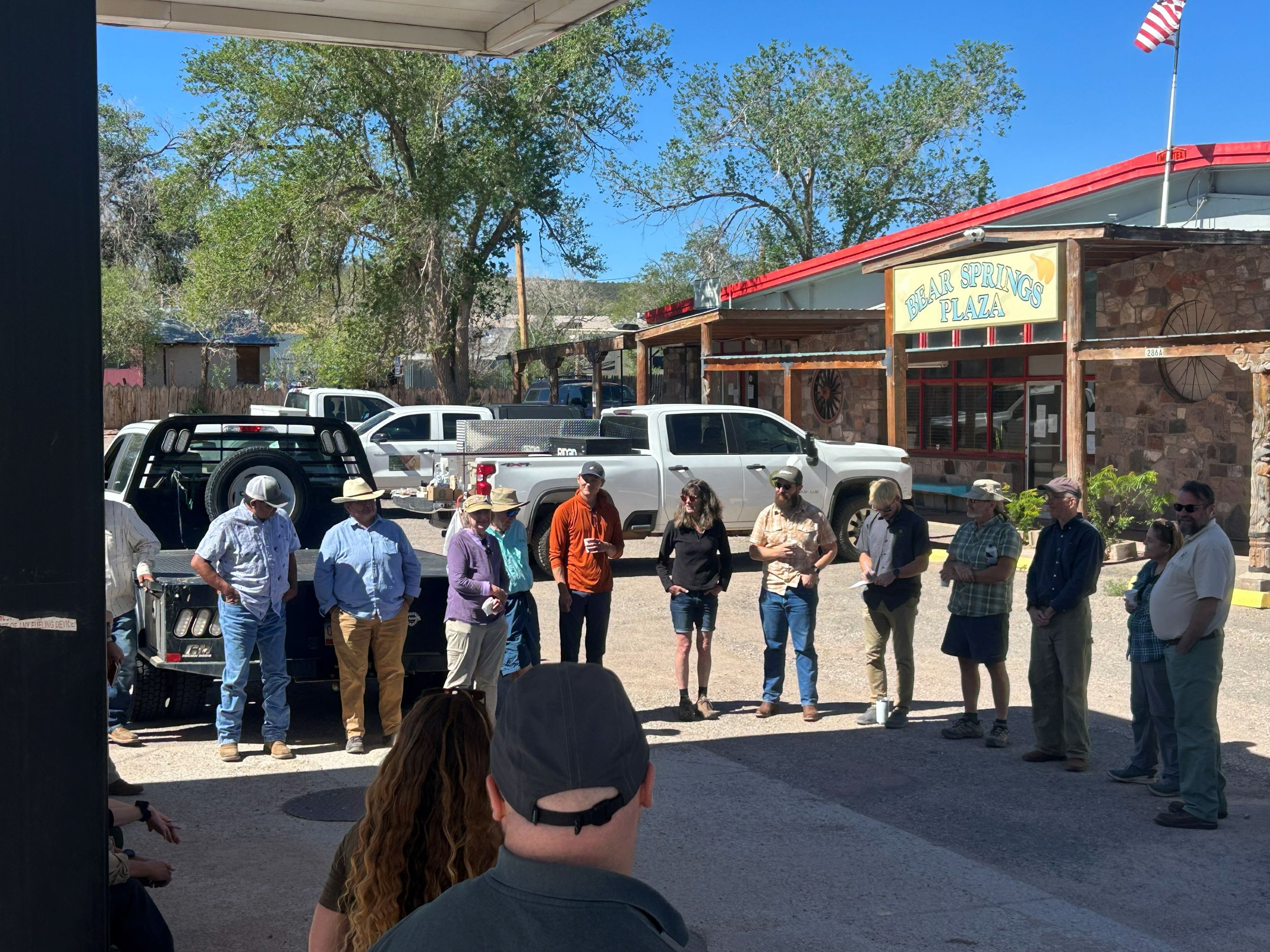 Before driving into the mountains, tour attendees gathered at Bear Springs Plaza in Fort Wingate, NM to get to know one another over coffee and pastries 