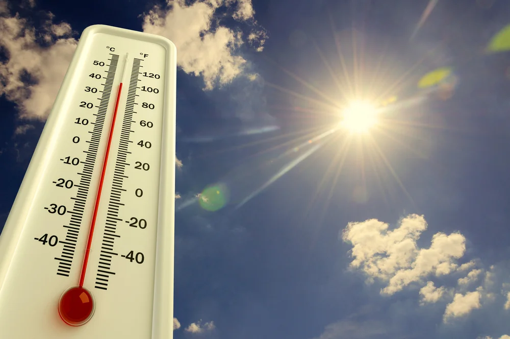 hot summer weather with a thermostat