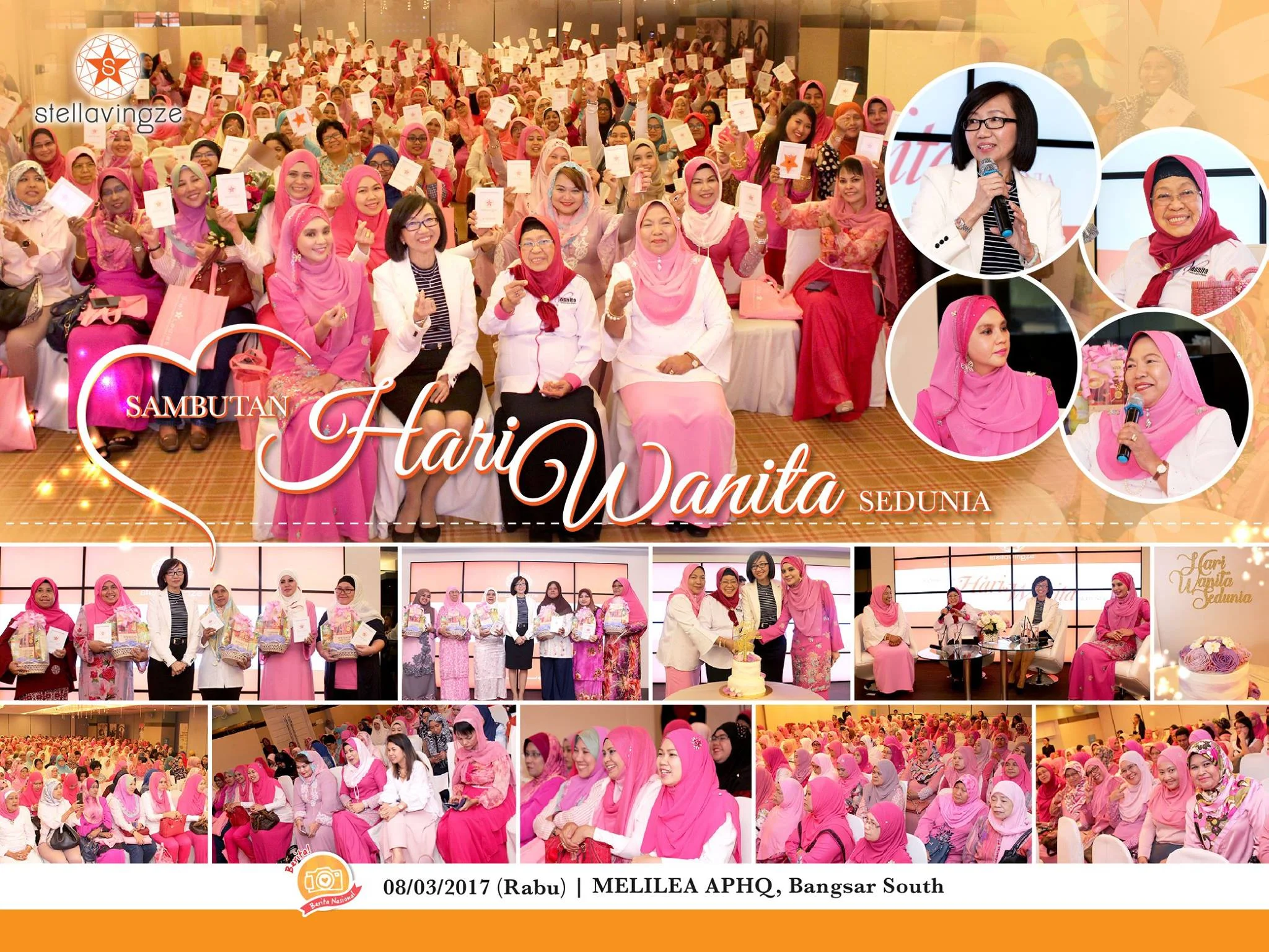 International Women's Day | 8th March is a day remarks the contribution of women towards the economy and nation development! We are blessed to have 300 ladies from all walks of life joining us to talk about ladies criteria and potential, encouraging each other to keep moving on! We ladies are multi-tasker, we are able to do more than we thought! Learn to manage your time and personal value, and be a shining StarLadies! Featuring special inspirational ladies from 1. Tan Sri Datin Paduka Hajah Zaleha Ismail - President of Yayasan Suara Wanita (YASNITA) 2) Datin Azizan Binti Haji Shariff - President of Majlis pembangunan Wanita & Keluarga Parlimen Lembah Pantai 3) Datin Noor Faezah Binti Mohd Ashref, - Vice President of Yayasan Wanita Cemerlang 4) Ms Wee Siew Ling, - Marketing Director of Stellavingze International