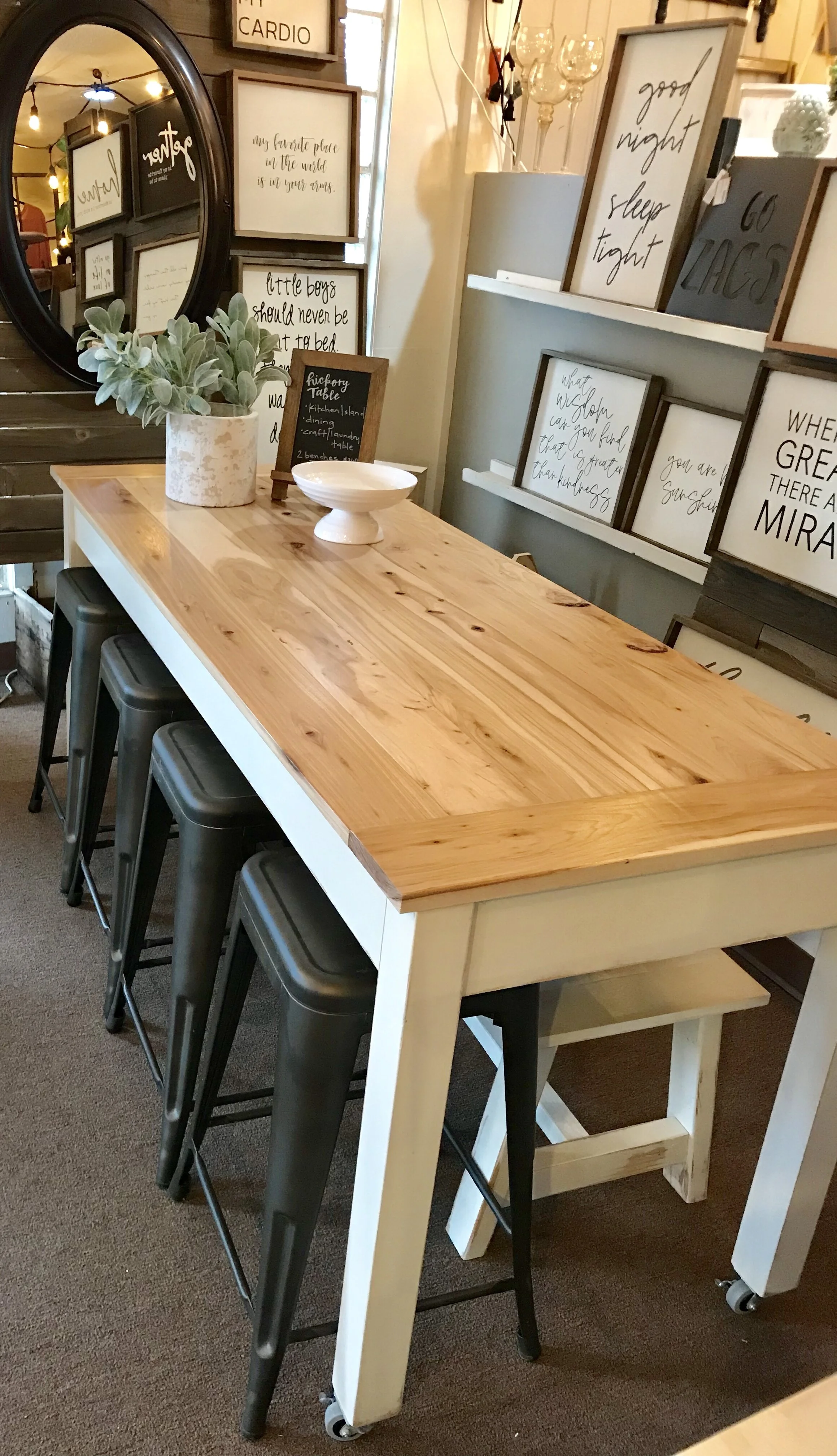 HERRINGBONE TABLE ON CASTERS